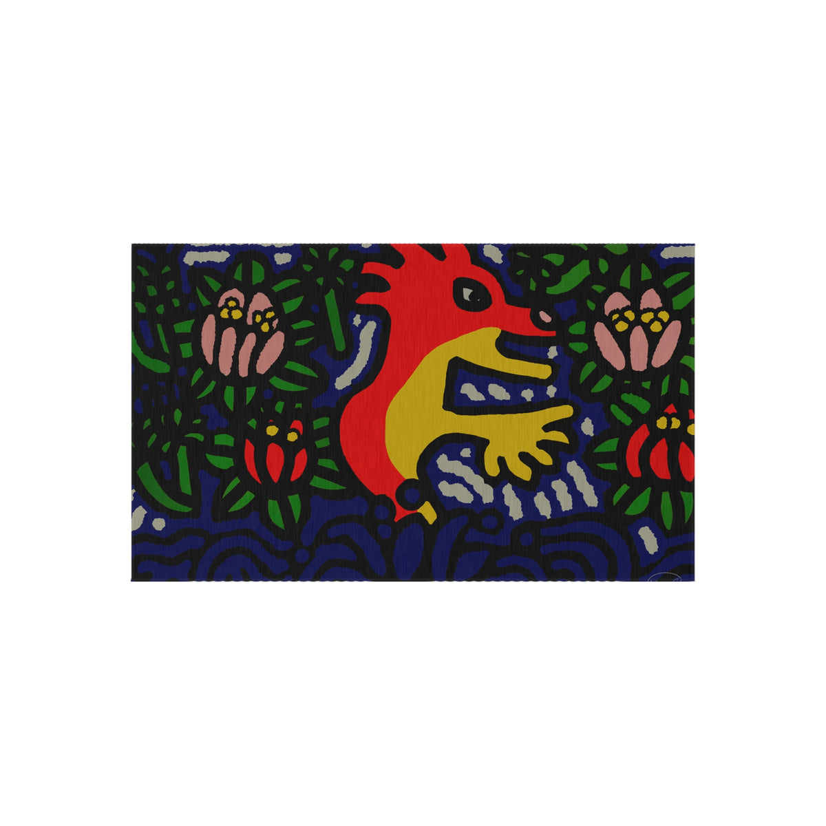 Breaking through the surface of a lotus pond — Outdoor Rug
