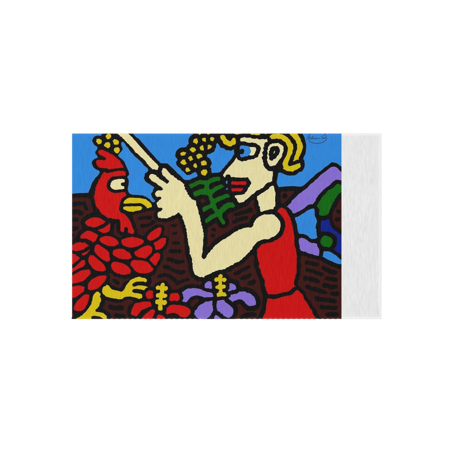 The hen gaining a blessing from a fairy — Outdoor Rug