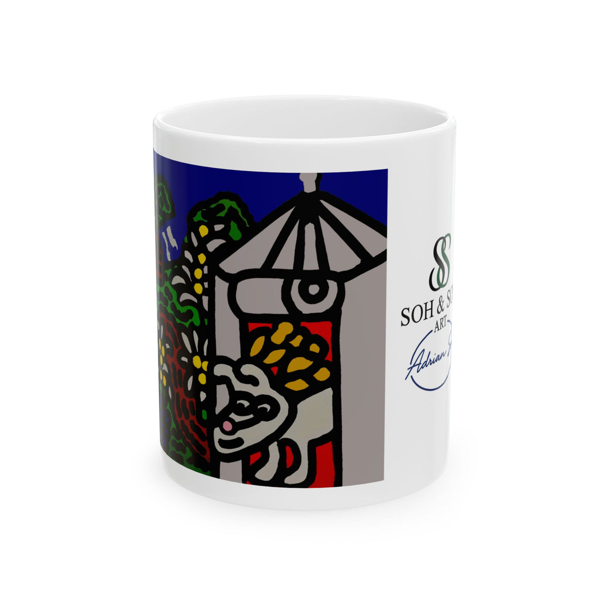 Bunny welcoming a friendly horse on his journey - Ceramic Mug 11oz