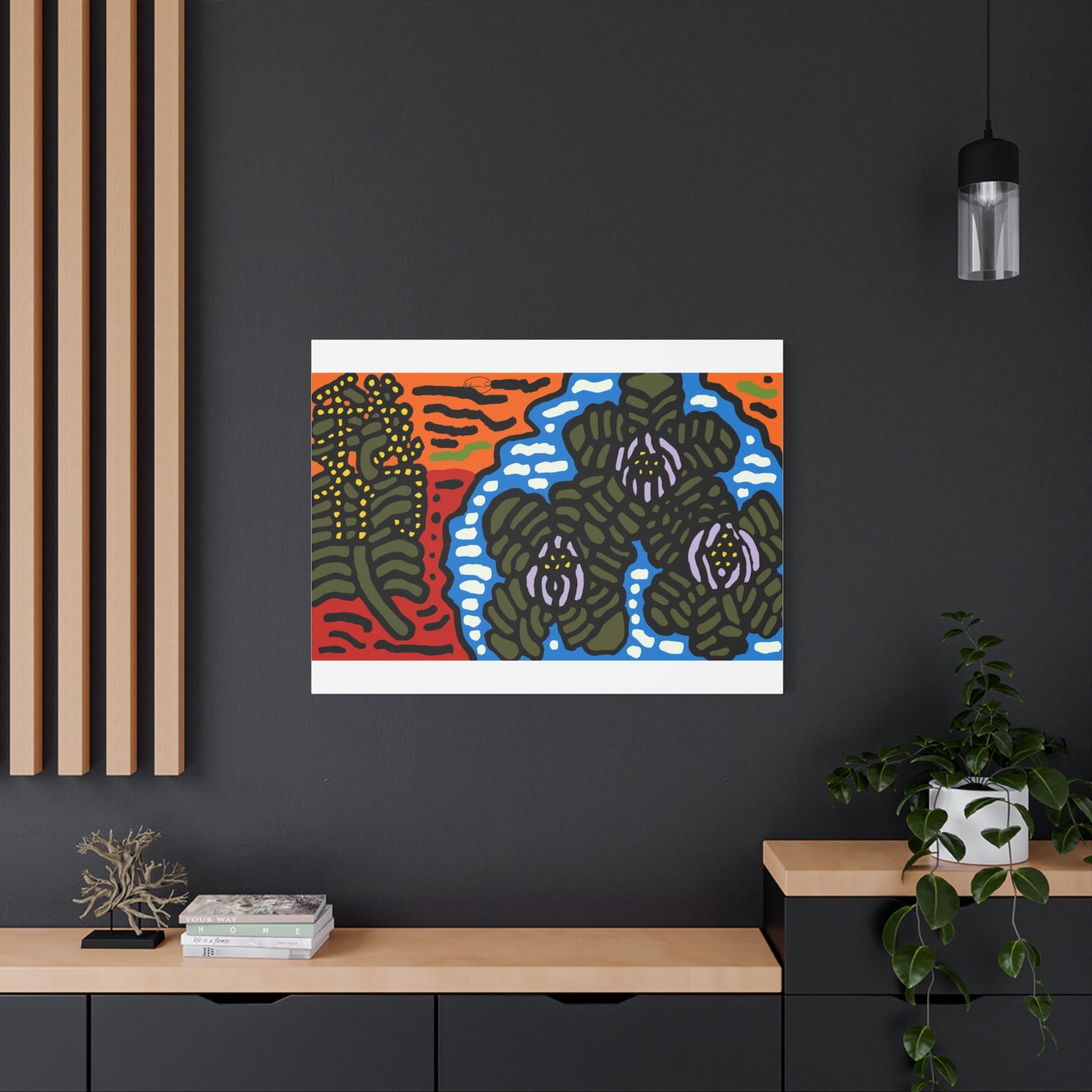The Sri Lankan water lilies meets the Australian wattle Canvas (Small)