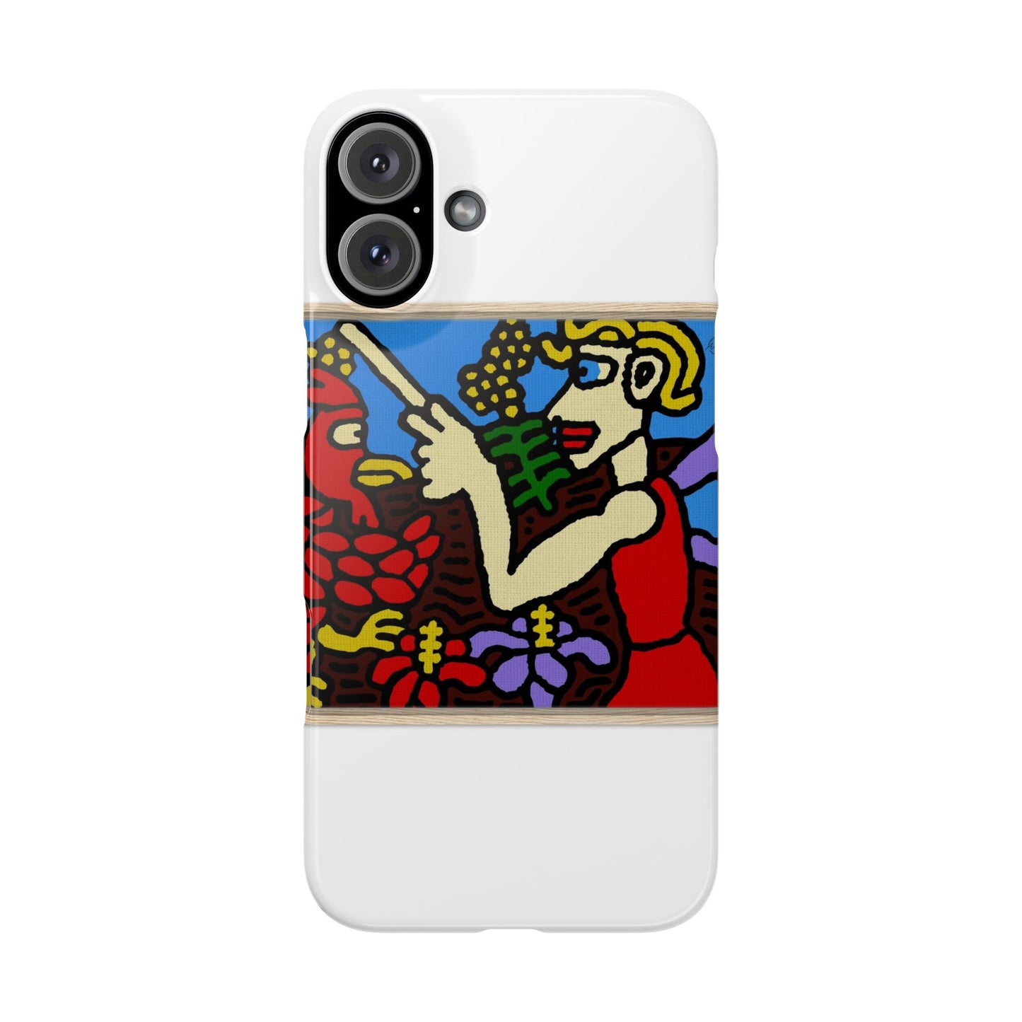 The hen gaining a blessing from a fairy Slim Phone Case