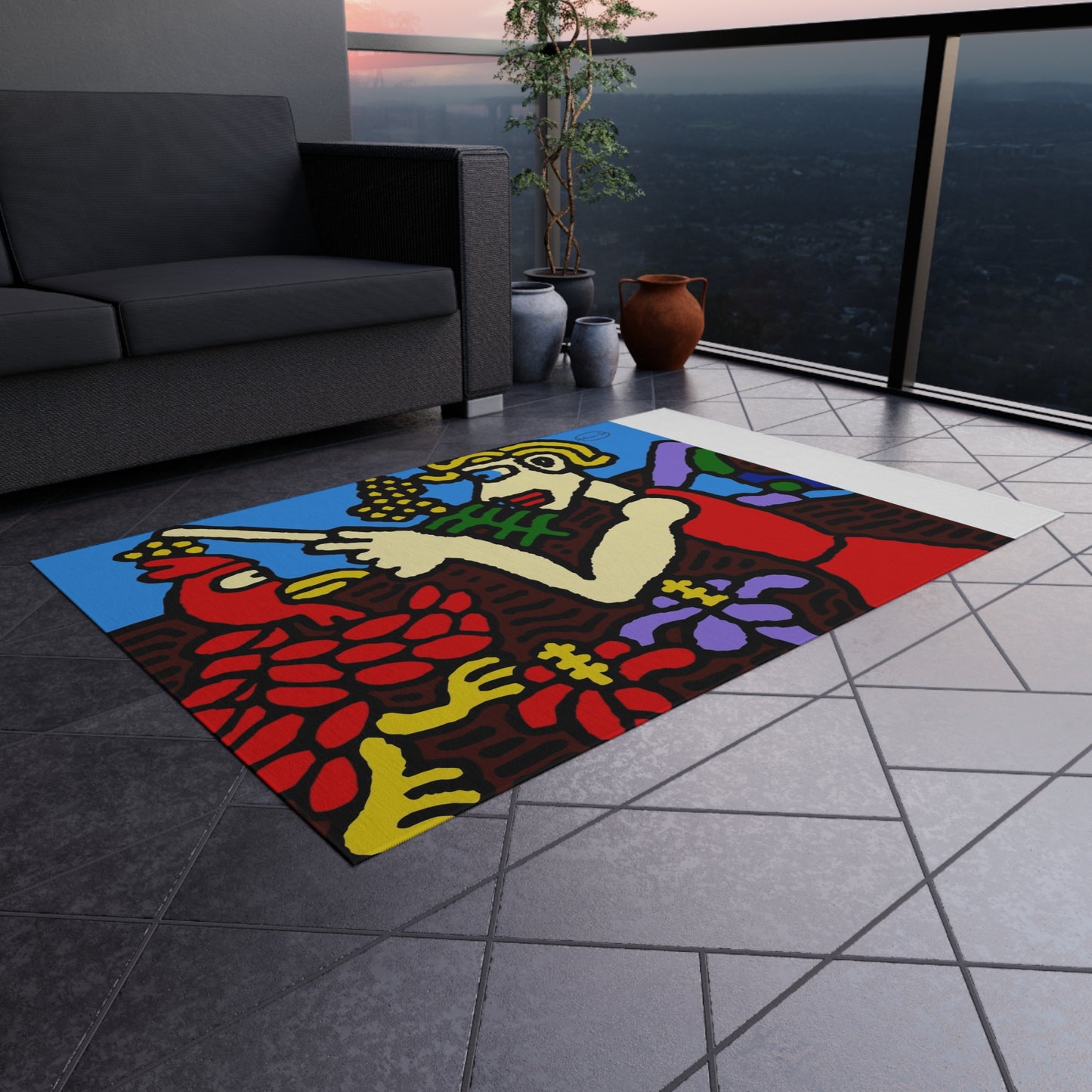 The hen gaining a blessing from a fairy — Outdoor Rug