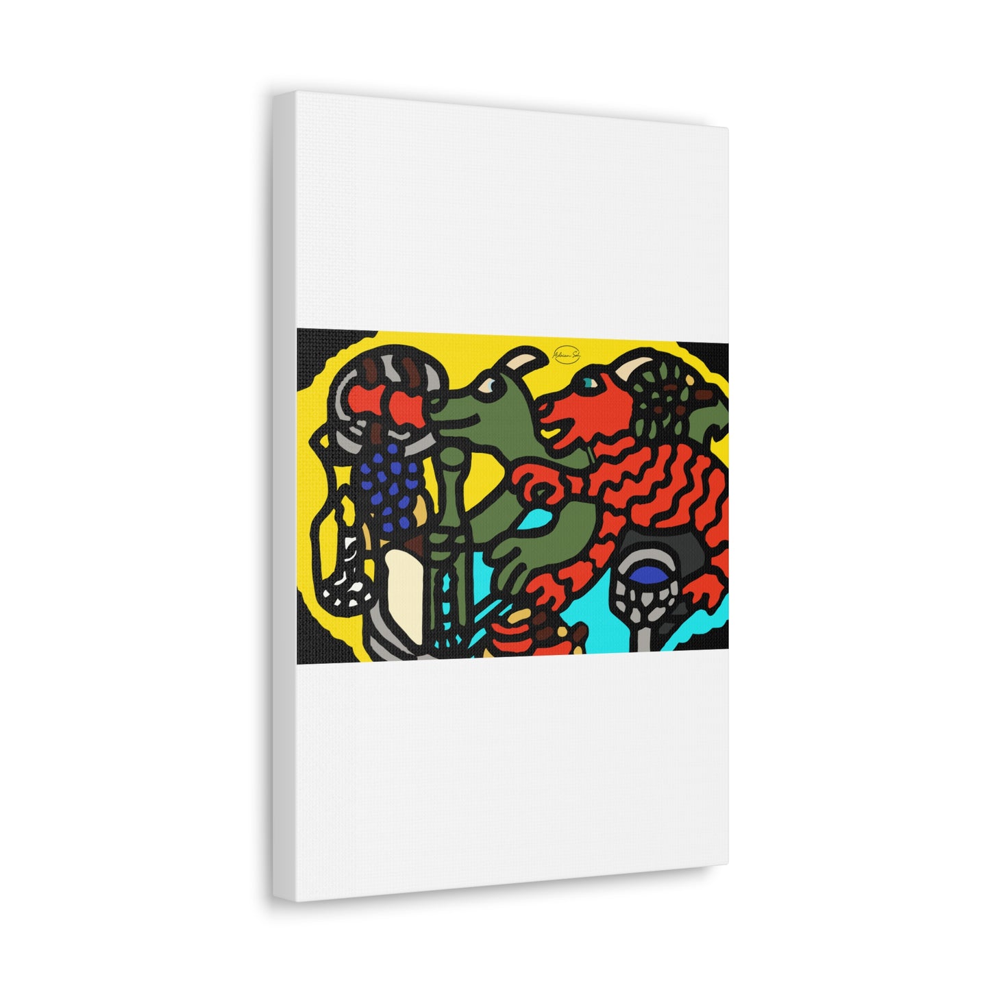 Two dragons enjoying a feast together Canvas (Small)