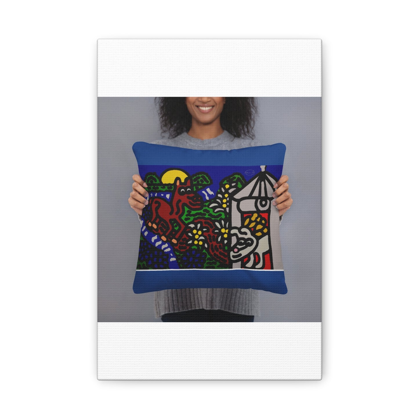 Bunny welcoming a friendly horse on his journey Canvas (Small)