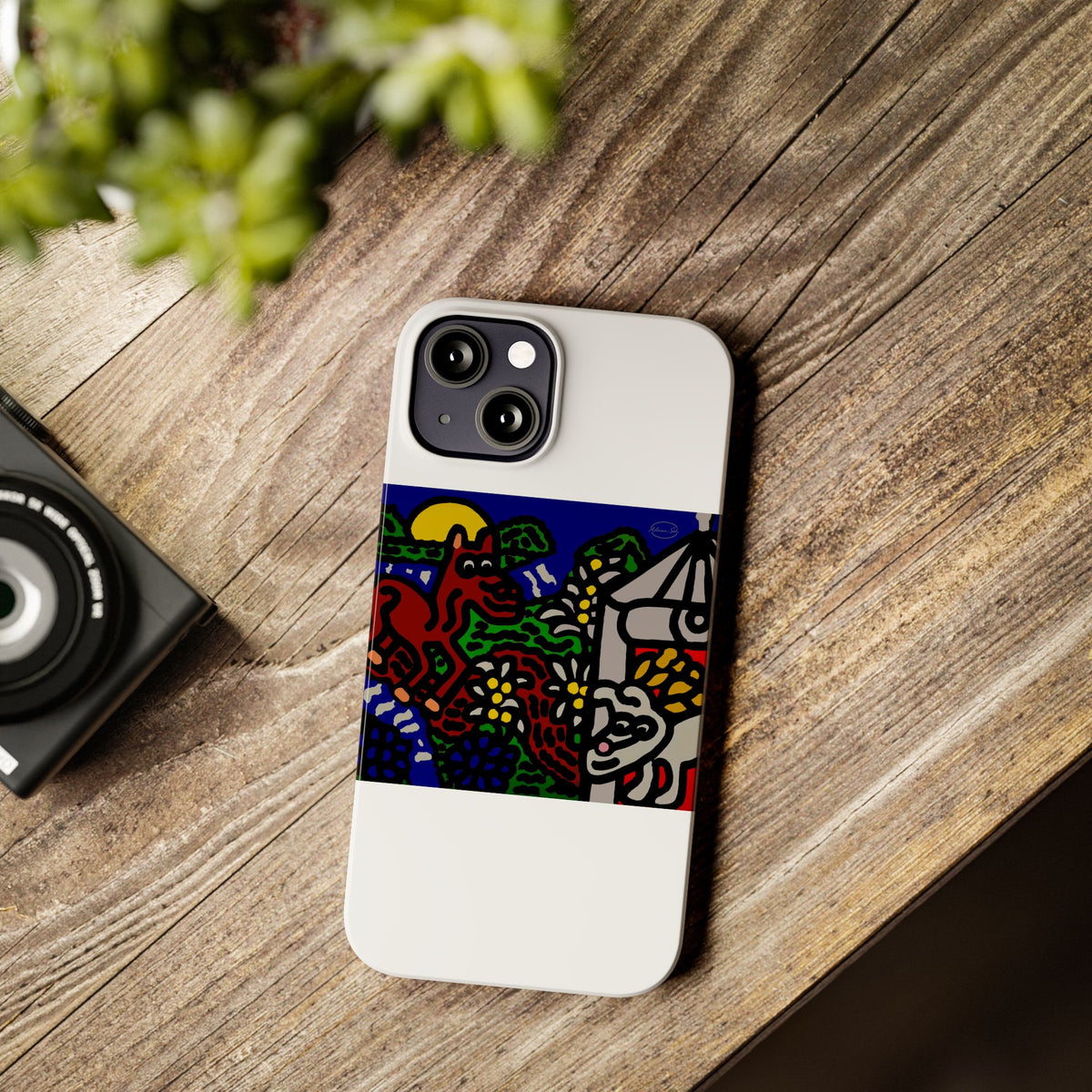 Bunny welcoming a friendly horse on his journey Slim Phone Case