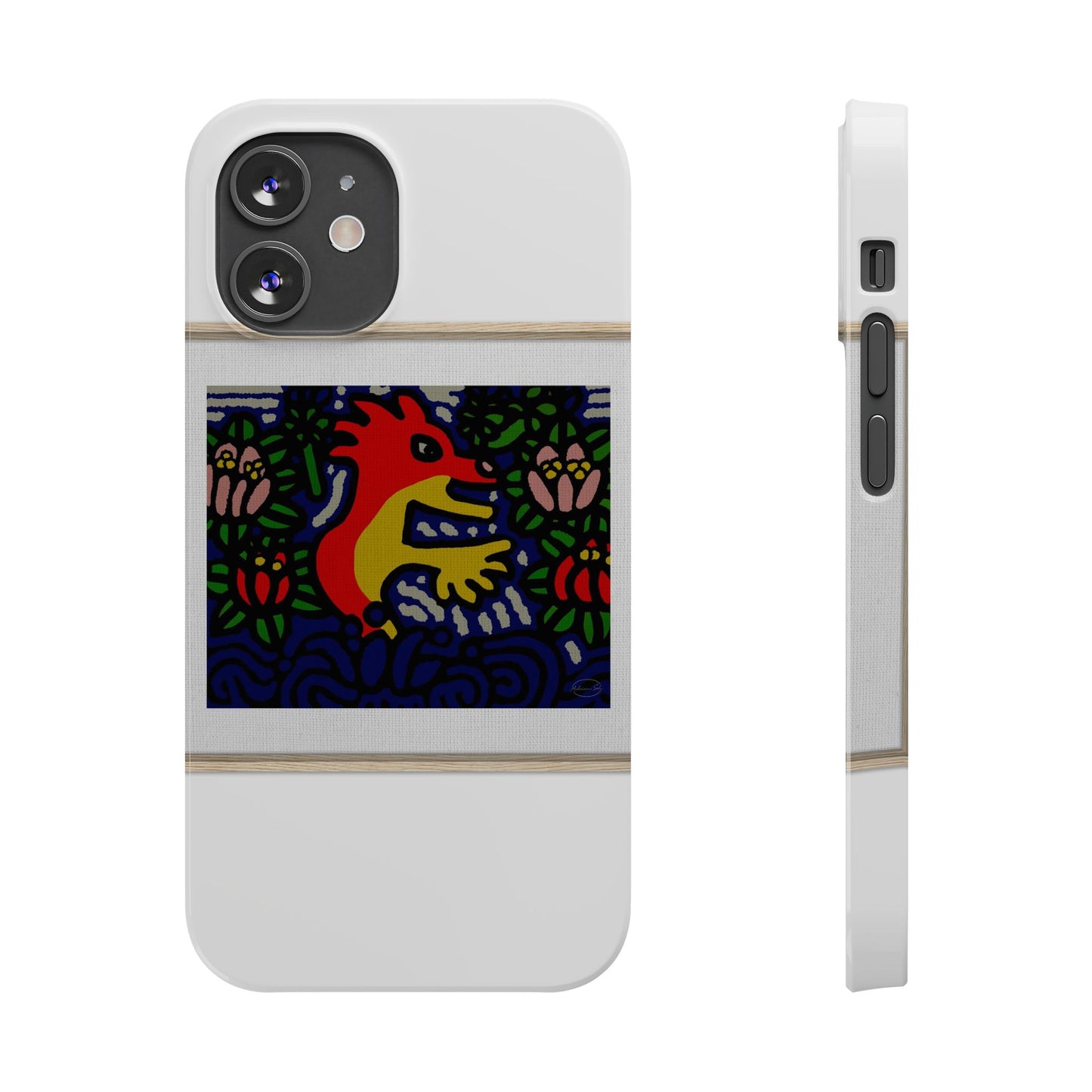 Breaking through the surface of a lotus pond Slim Phone Case