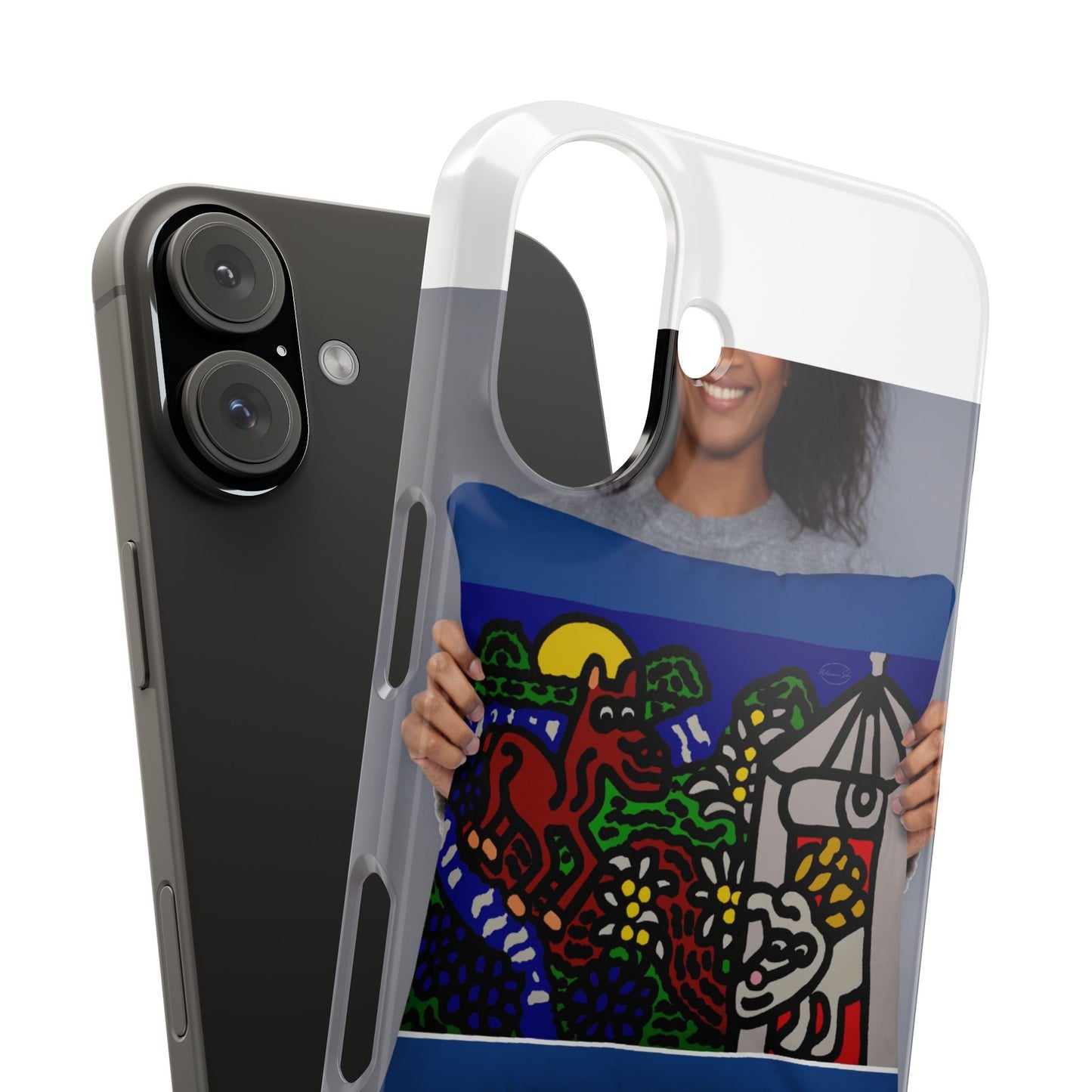 Bunny welcoming a friendly horse on his journey Slim Phone Case