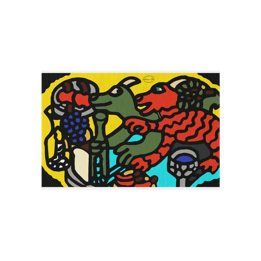 Two dragons enjoying a feast together — Outdoor Rug