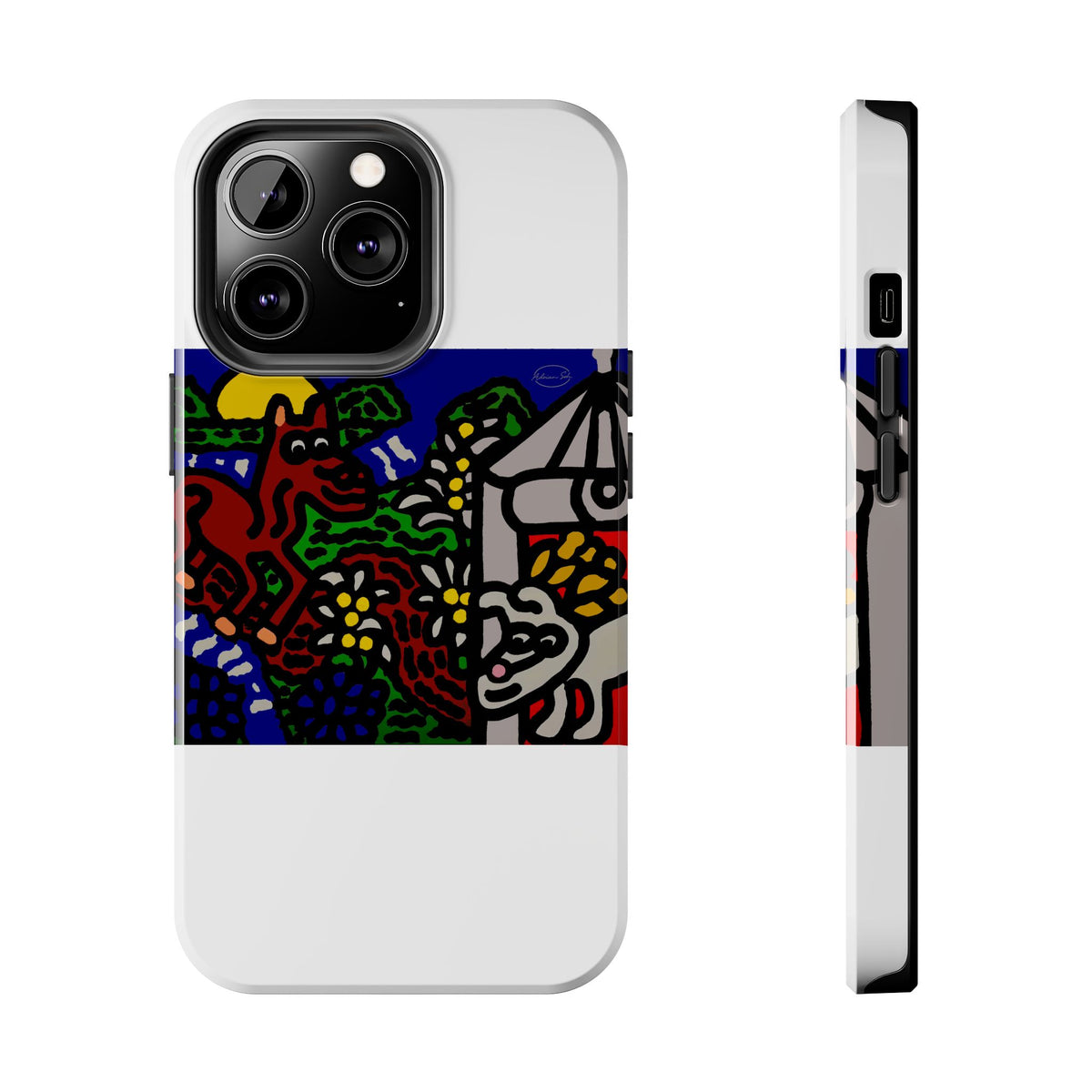 Bunny welcoming a friendly horse on his journey Tough Phone Case