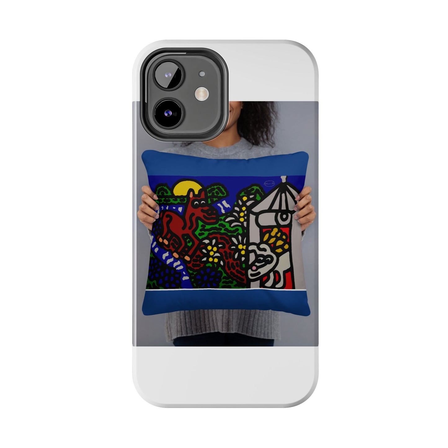 Bunny welcoming a friendly horse on his journey Tough Phone Case