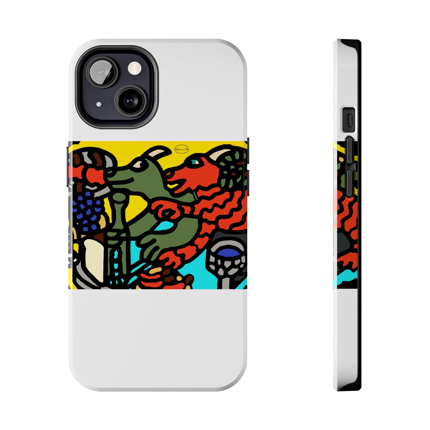 Two dragons enjoying a feast together Tough Phone Case