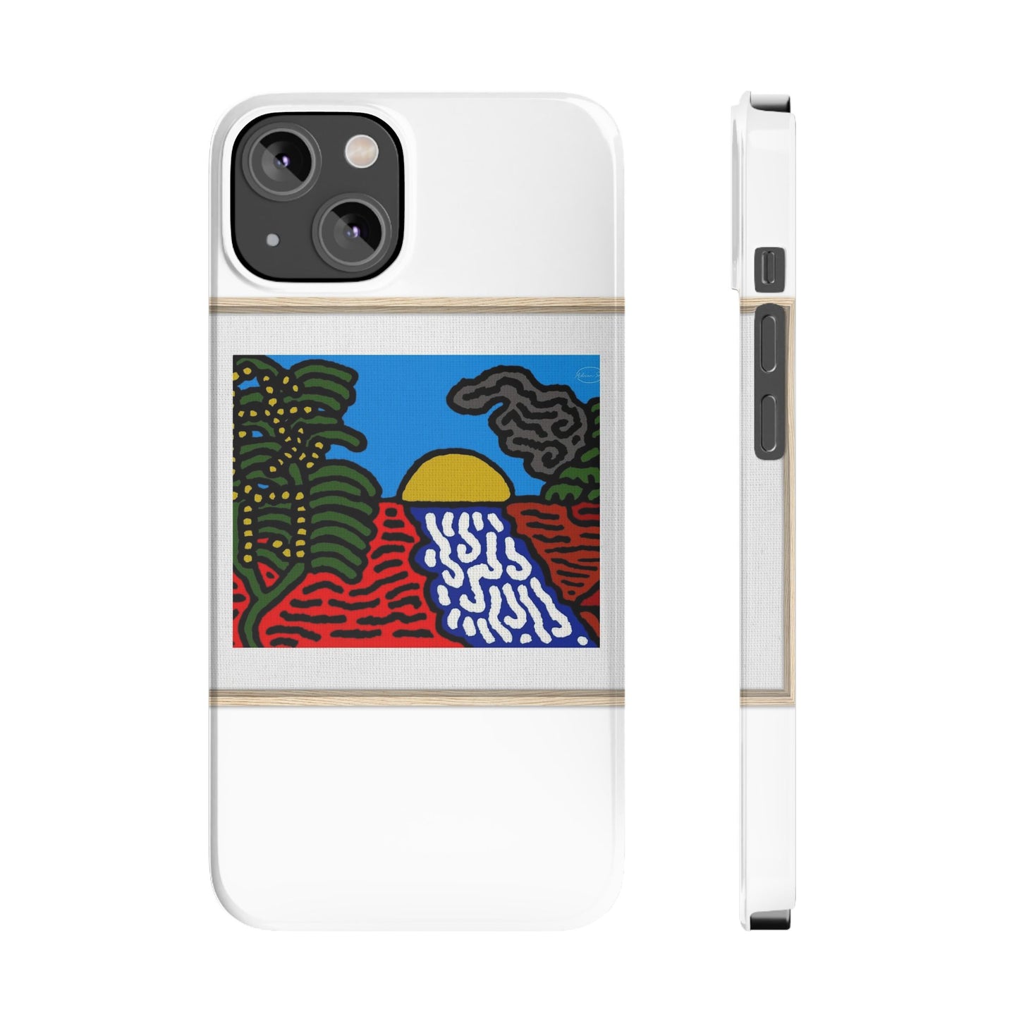The river that joins the Australian wattle and Lebanese cedar tree in friendship Slim Phone Case