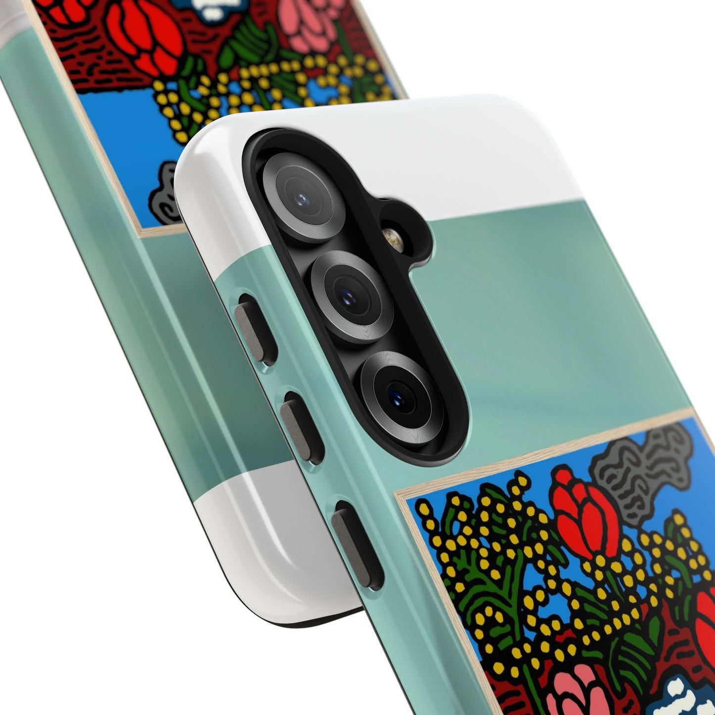 A field of tulips next to a wattle Tough Phone Case