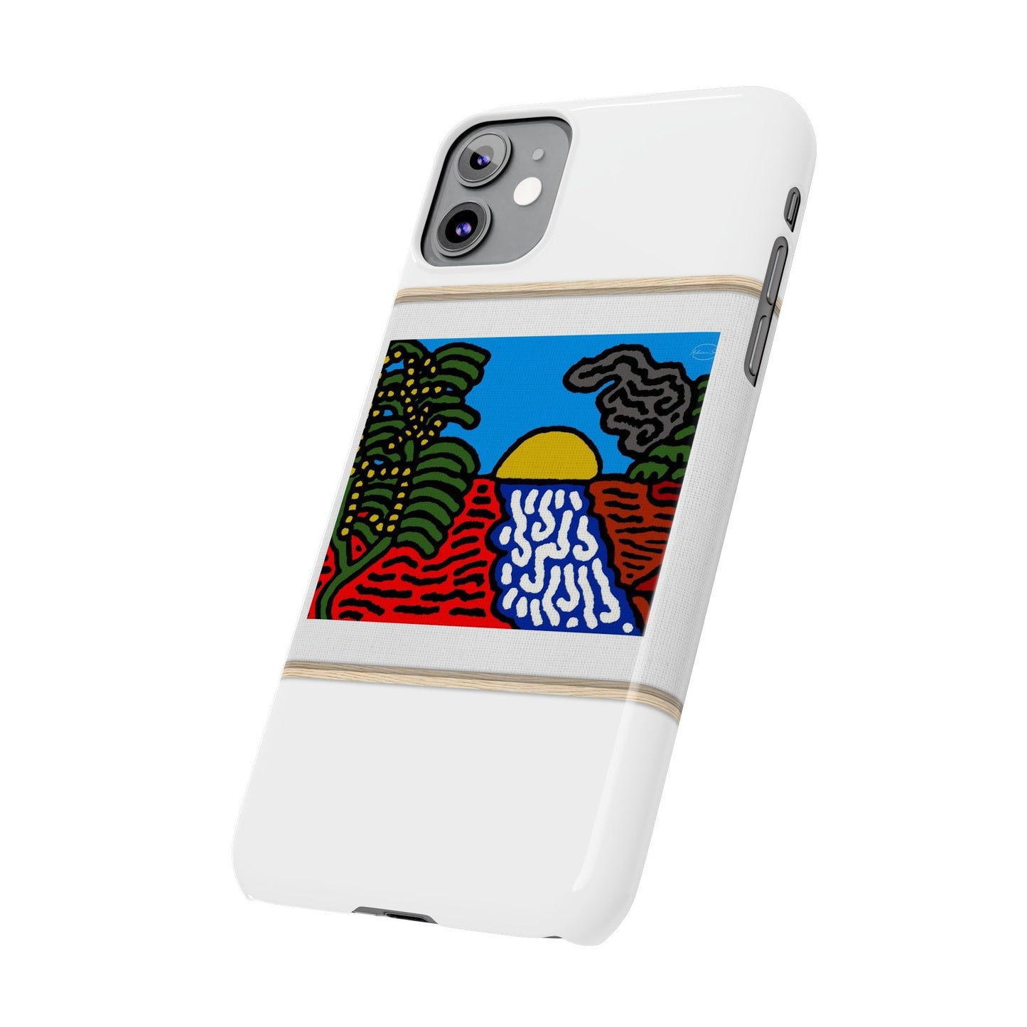 The river that joins the Australian wattle and Lebanese cedar tree in friendship Slim Phone Case