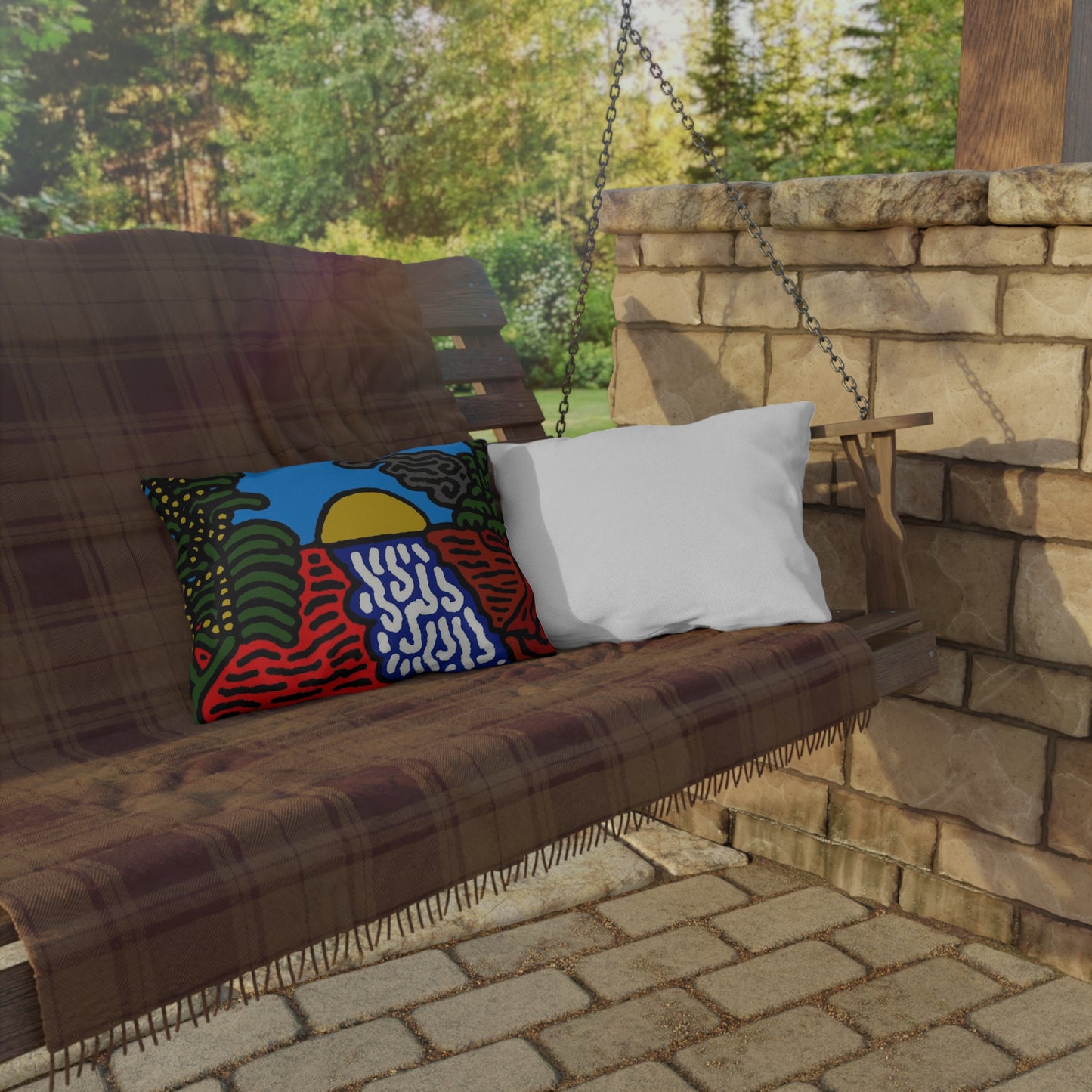 The river that joins the Australian wattle — Outdoor Pillow