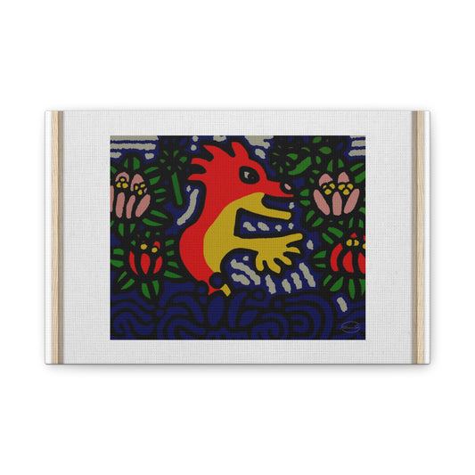 Breaking through the surface of a lotus pond Canvas (Small)