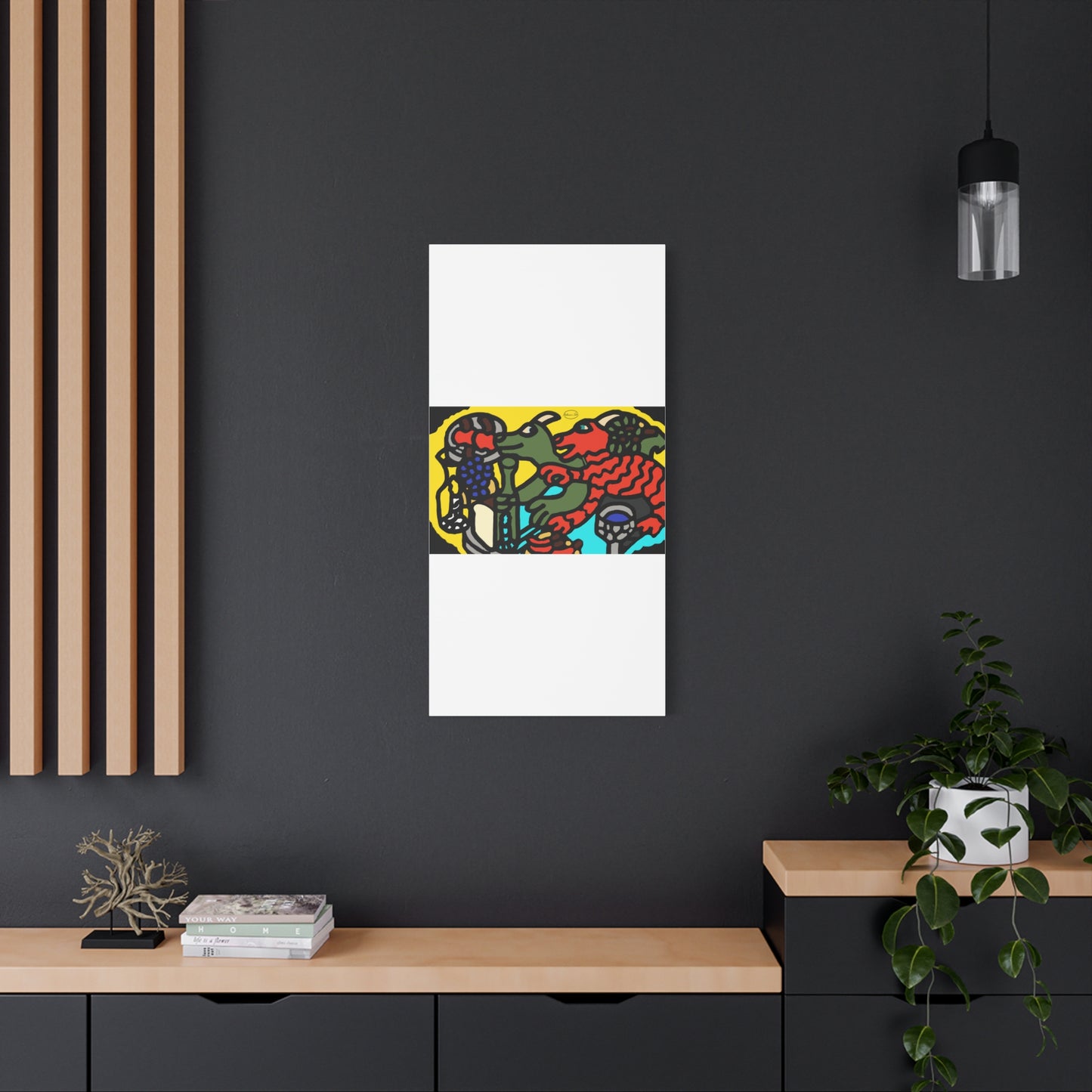 Two dragons enjoying a feast together Canvas (Large)
