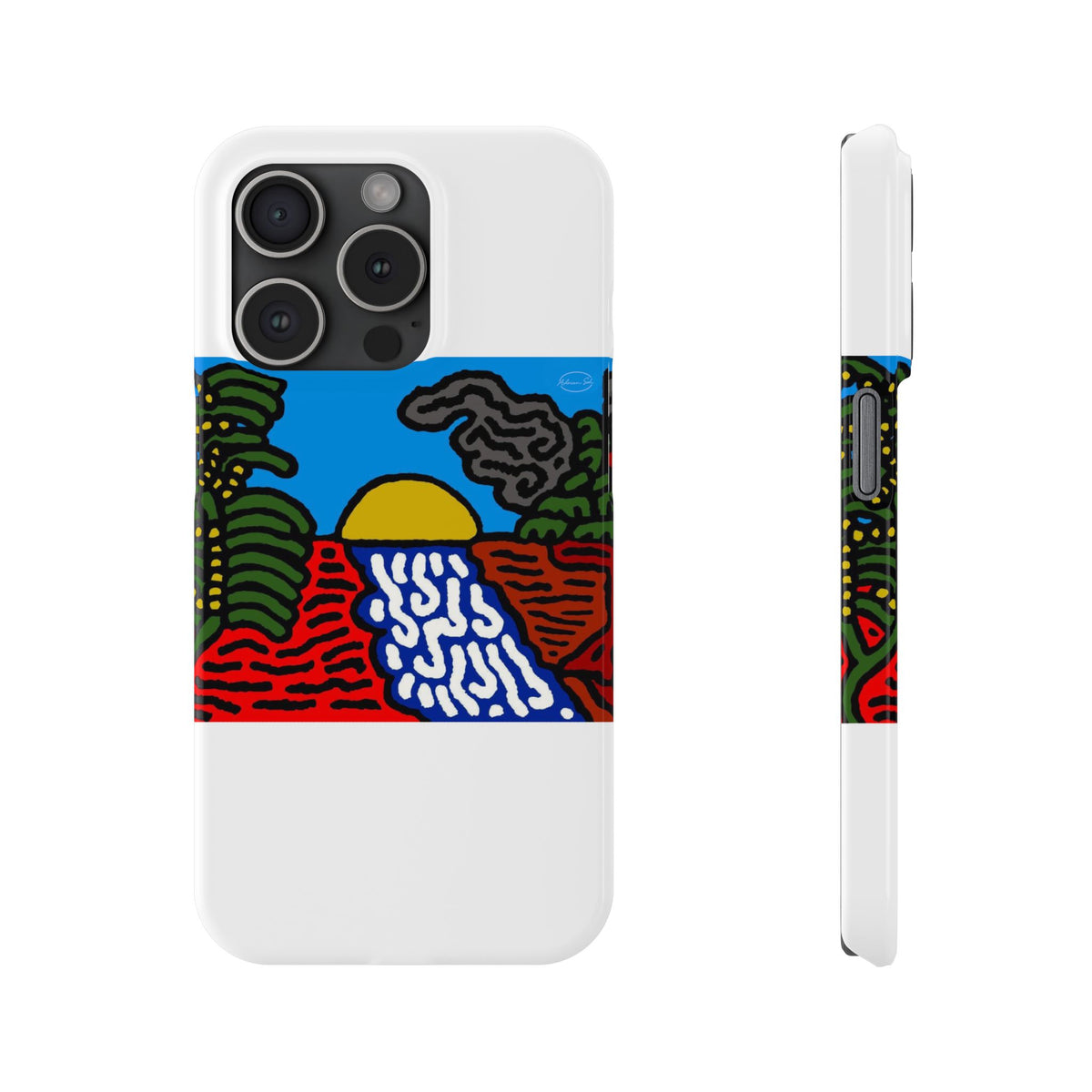 The river that joins the Australian wattle and Lebanese cedar tree in friendship Slim Phone Case