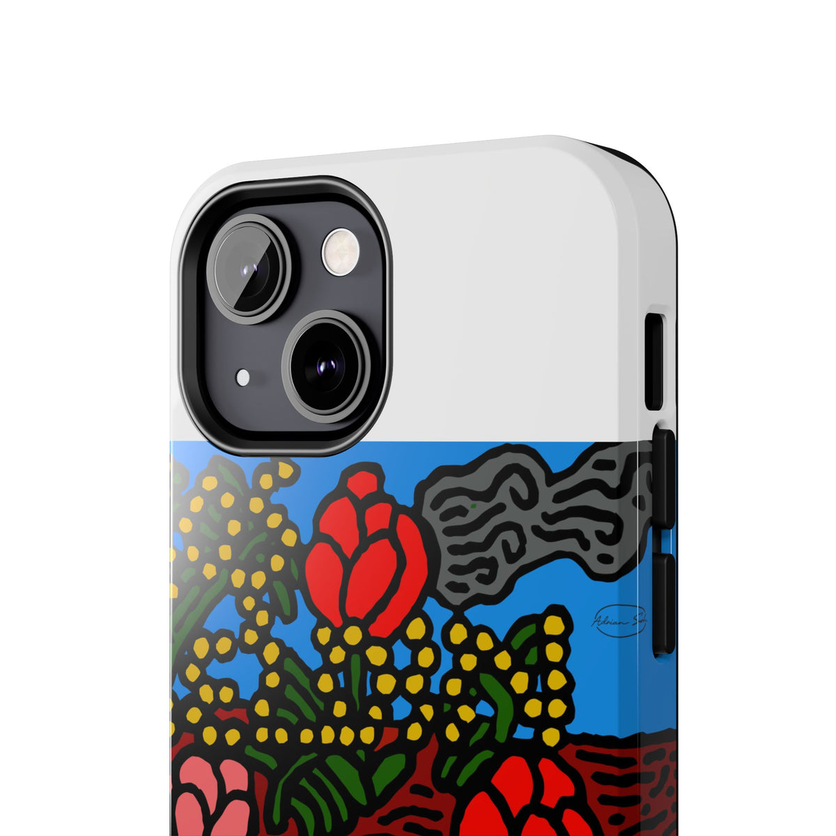 A field of tulips next to a wattle Tough Phone Case