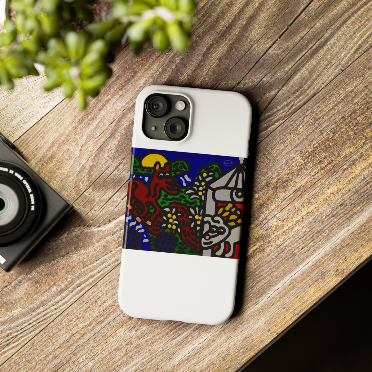 Bunny welcoming a friendly horse on his journey Slim Phone Case