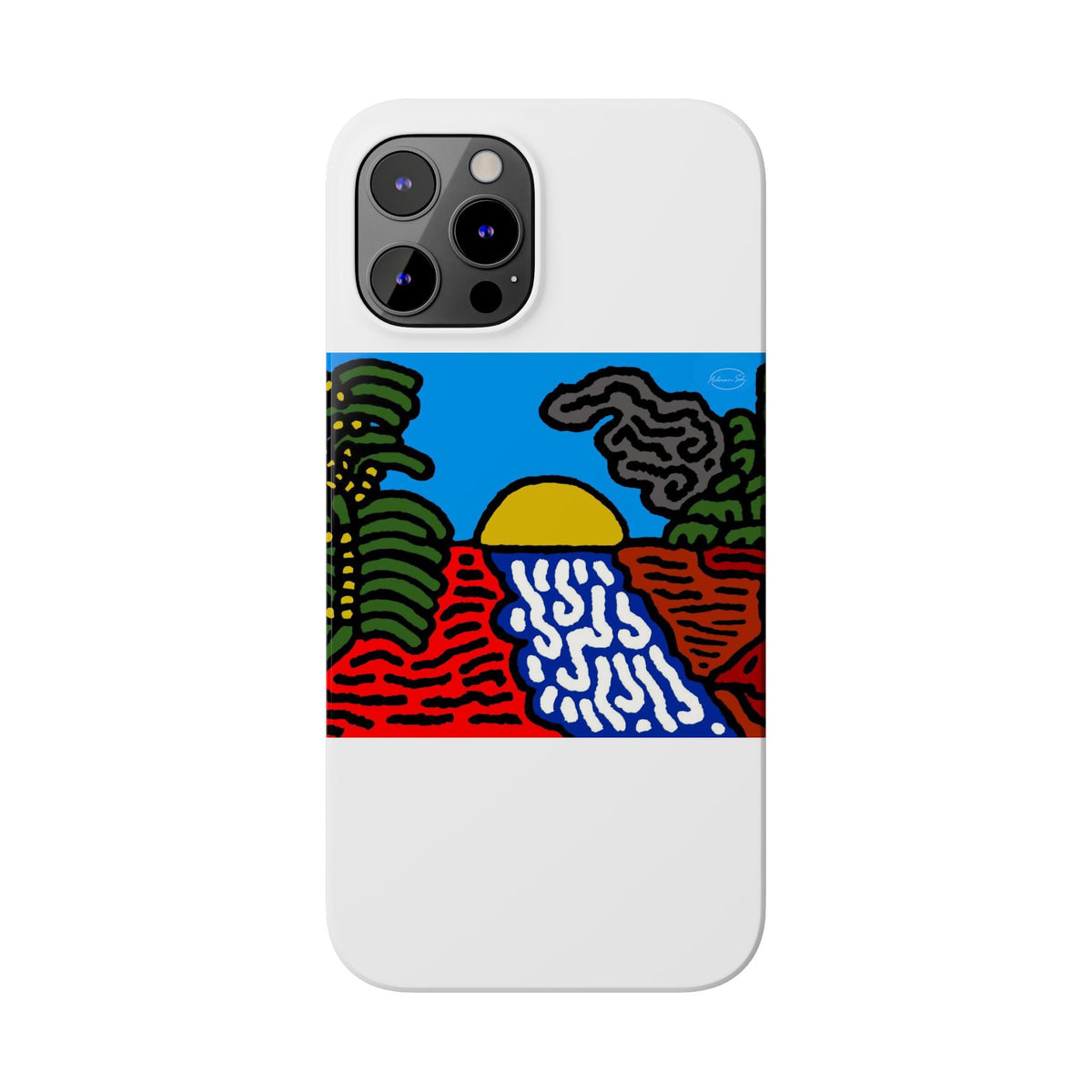 The river that joins the Australian wattle and Lebanese cedar tree in friendship Slim Phone Case