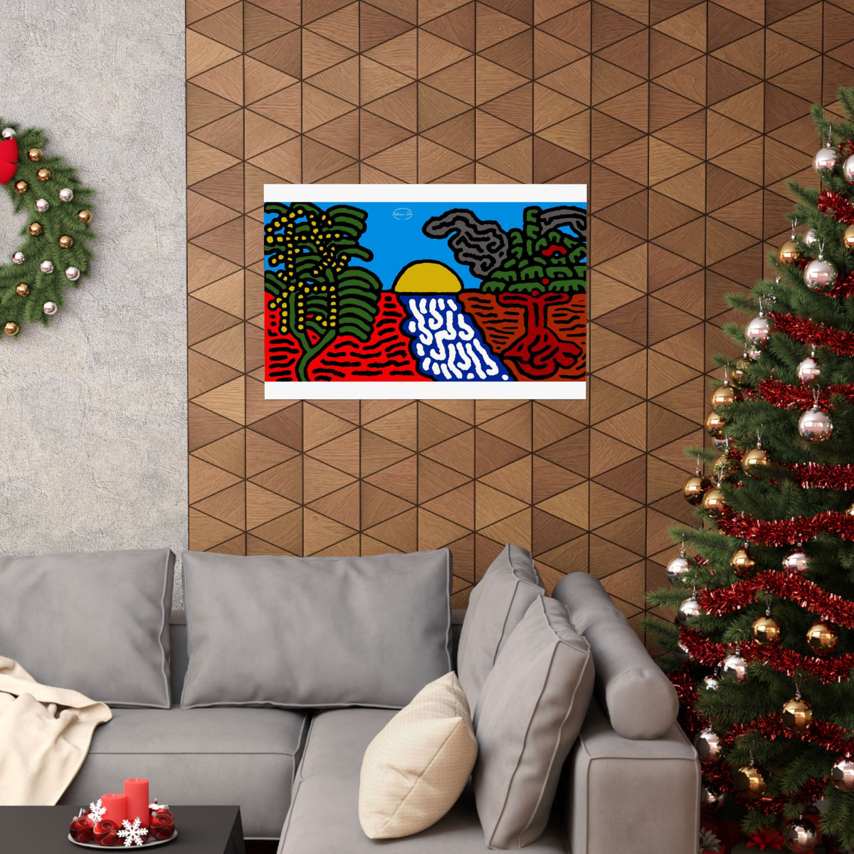 The river that joins the Australian wattle and Lebanese cedar tree in friendship Matte Poster Horizontal (Large)