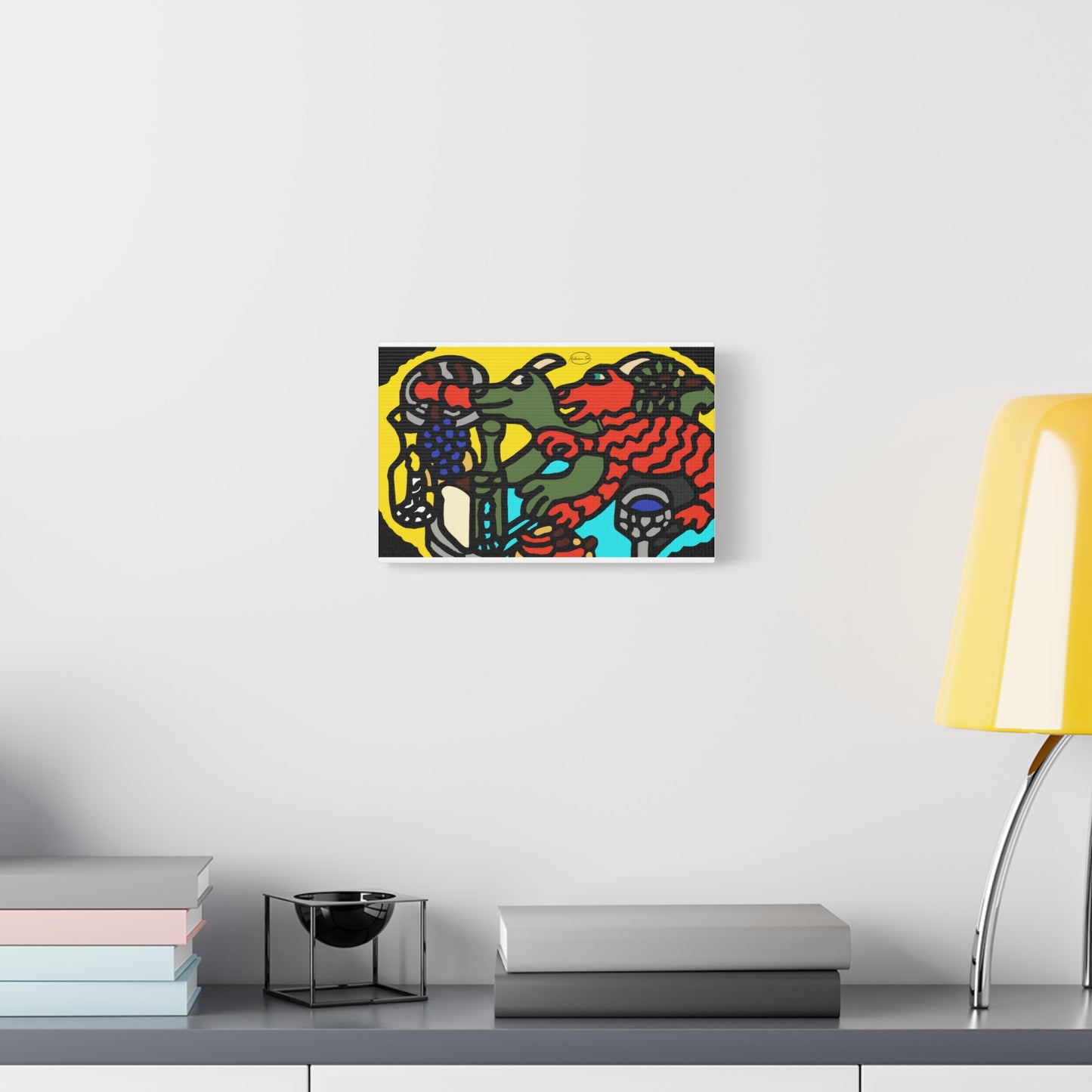 Two dragons enjoying a feast together Canvas (Small)