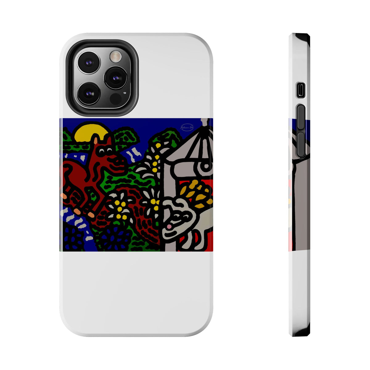 Bunny welcoming a friendly horse on his journey Tough Phone Case