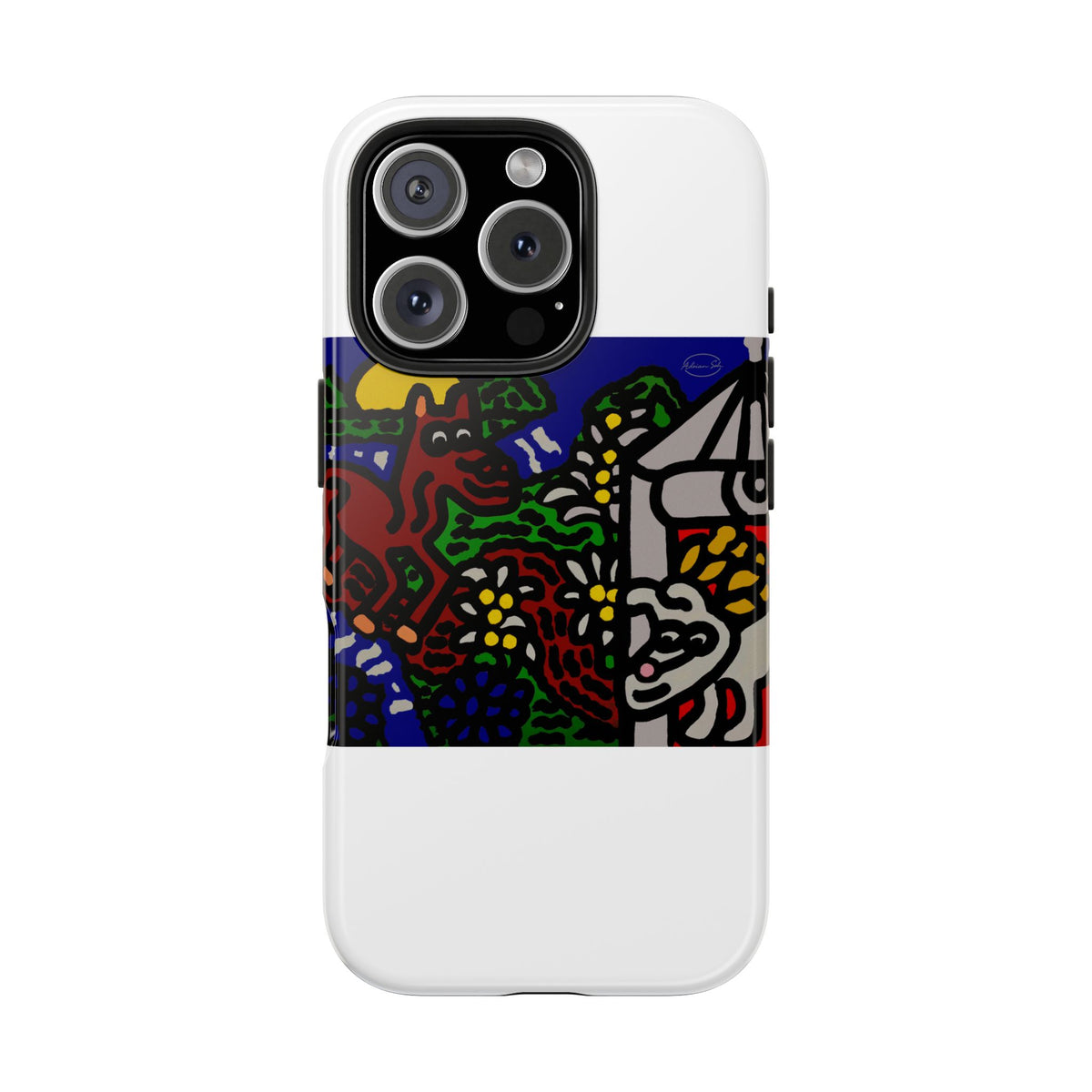Bunny welcoming a friendly horse on his journey Tough Phone Case