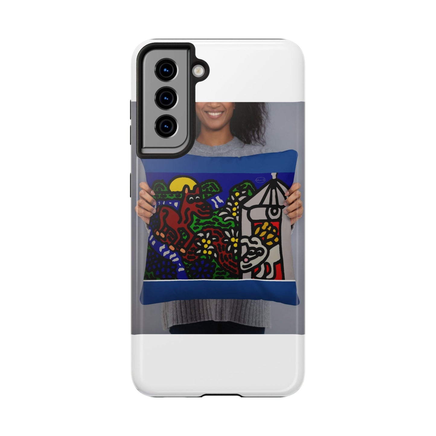 Bunny welcoming a friendly horse on his journey Tough Phone Case
