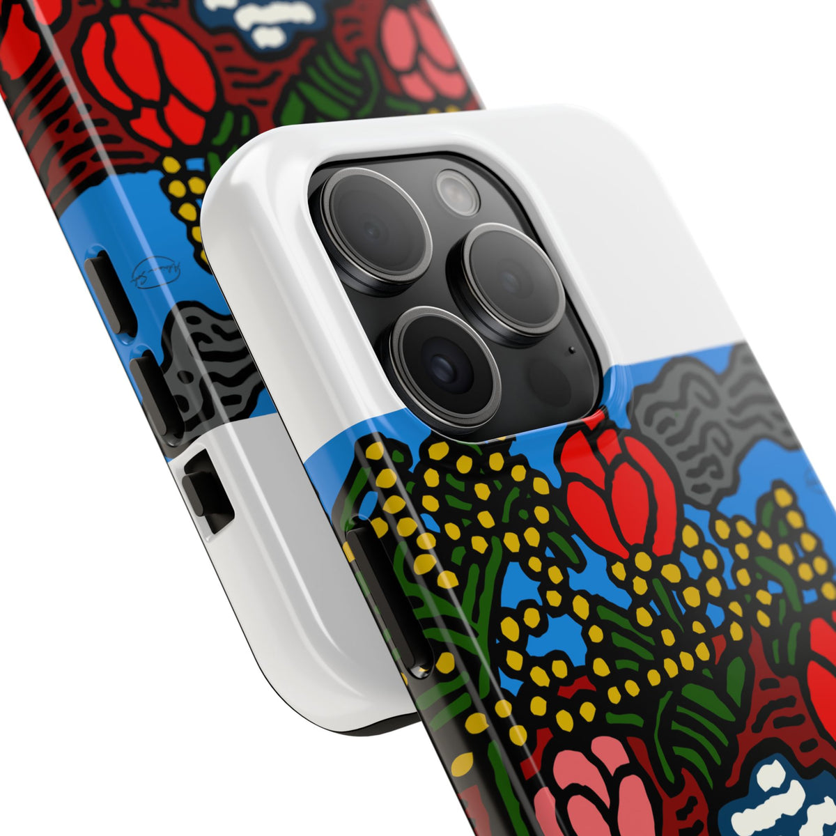 A field of tulips next to a wattle Tough Phone Case