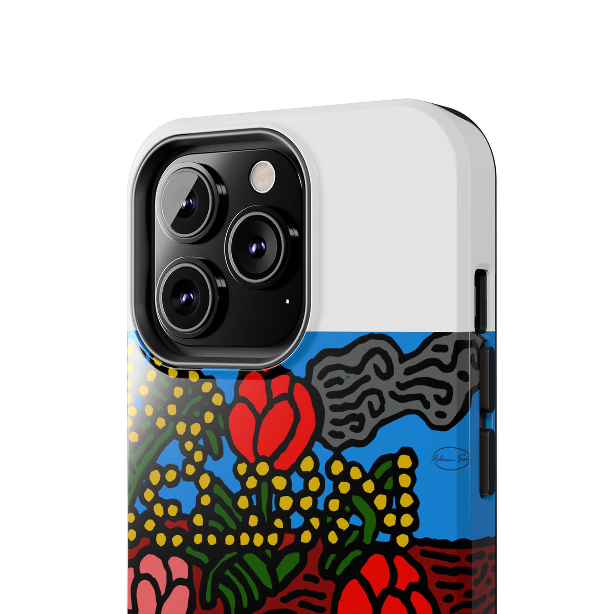 A field of tulips next to a wattle Tough Phone Case