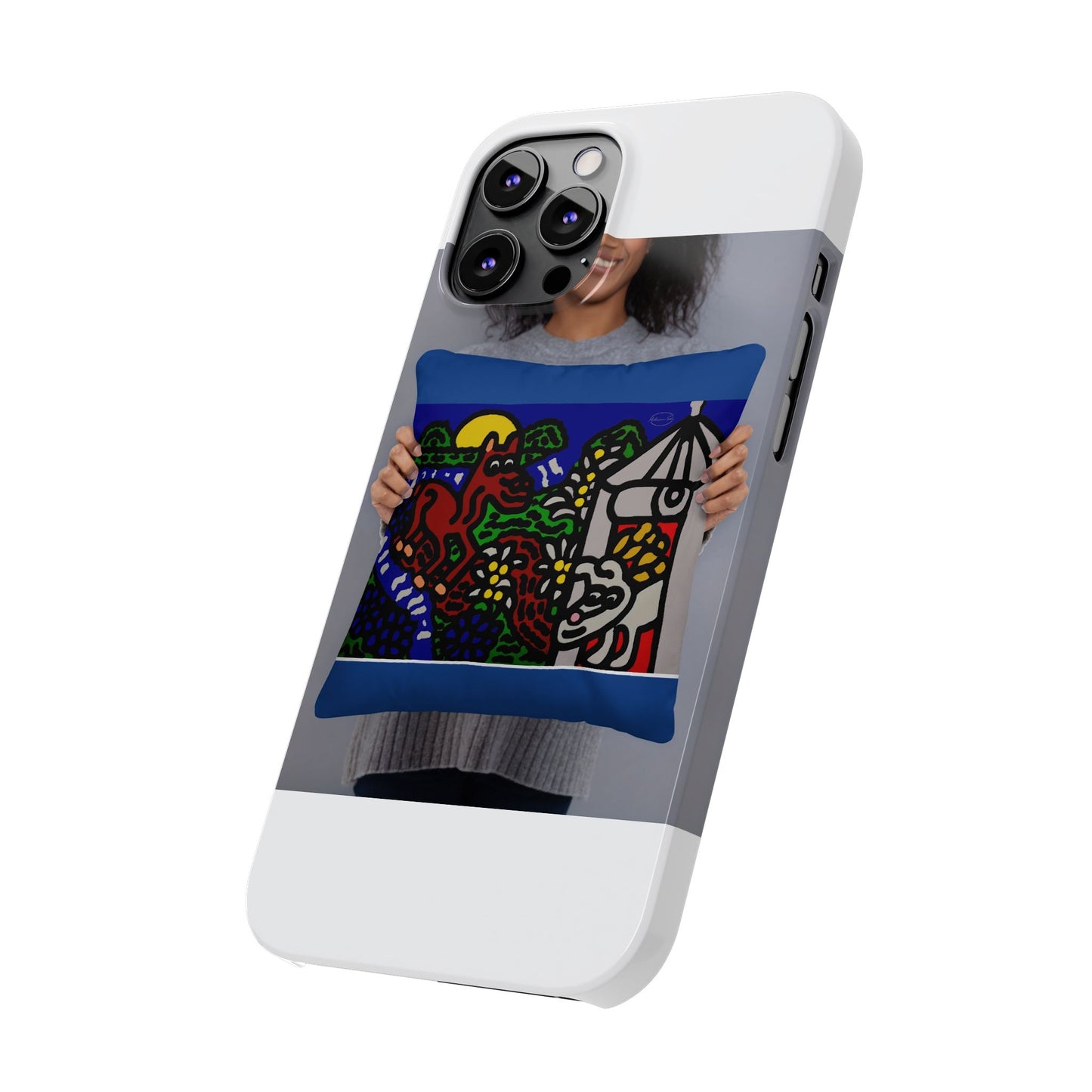 Bunny welcoming a friendly horse on his journey Slim Phone Case