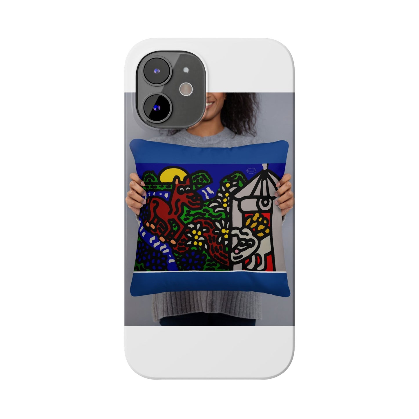 Bunny welcoming a friendly horse on his journey Slim Phone Case