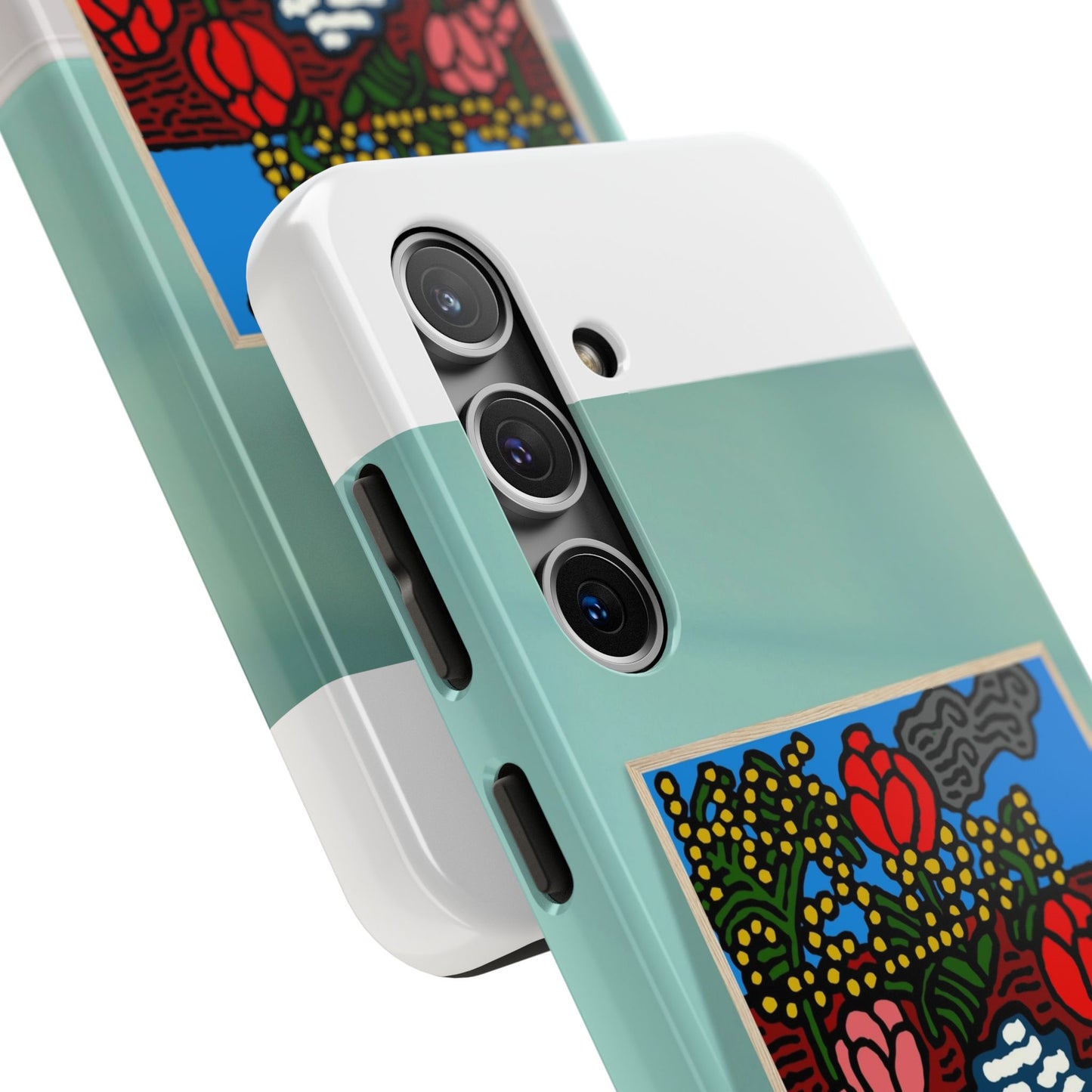 A field of tulips next to a wattle Tough Phone Case