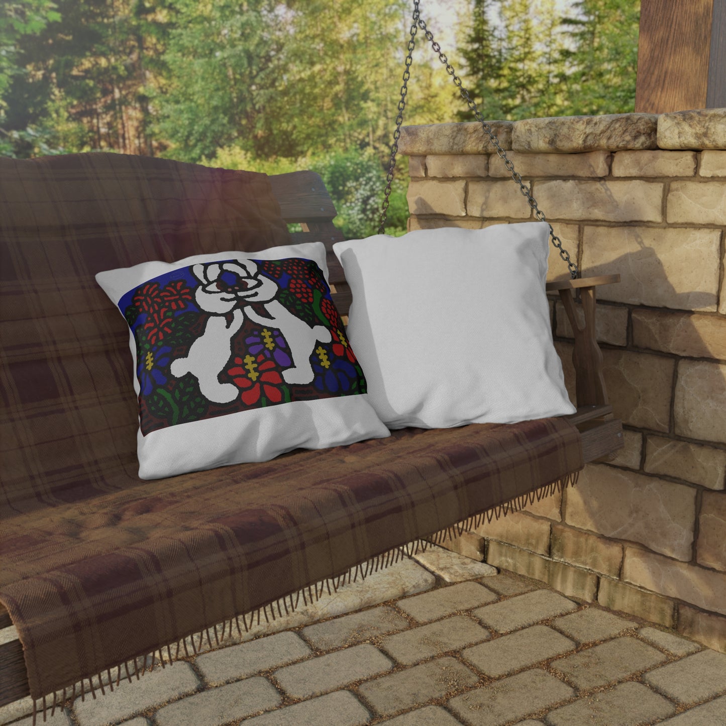 Bunnies in love — Outdoor Pillow