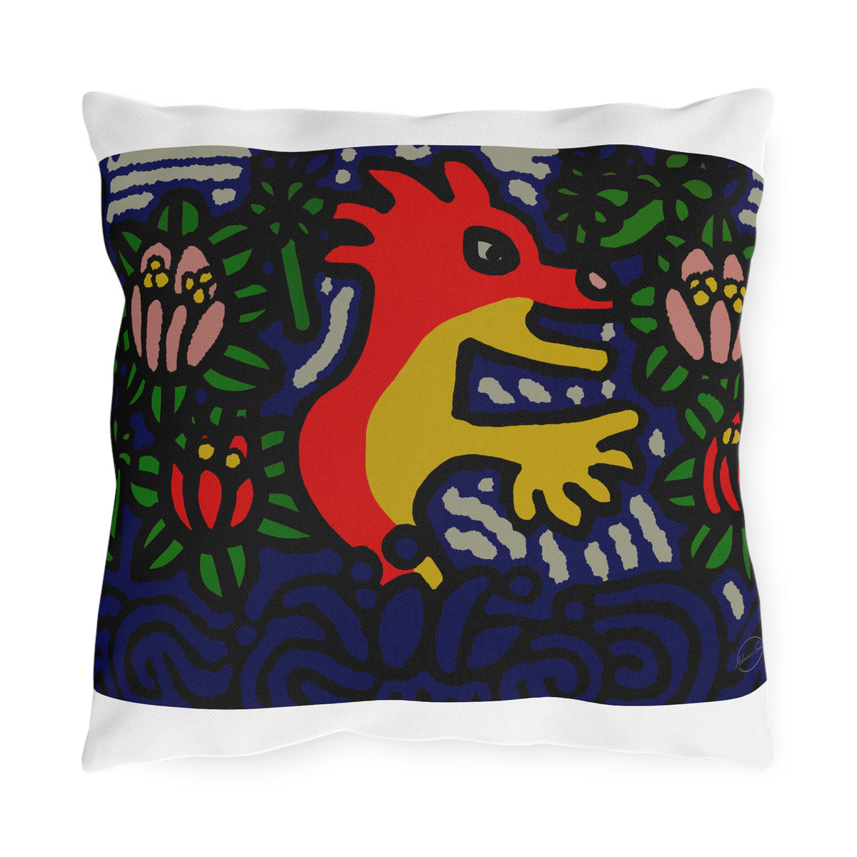 Breaking through the surface of a lotus pond — Outdoor Pillow