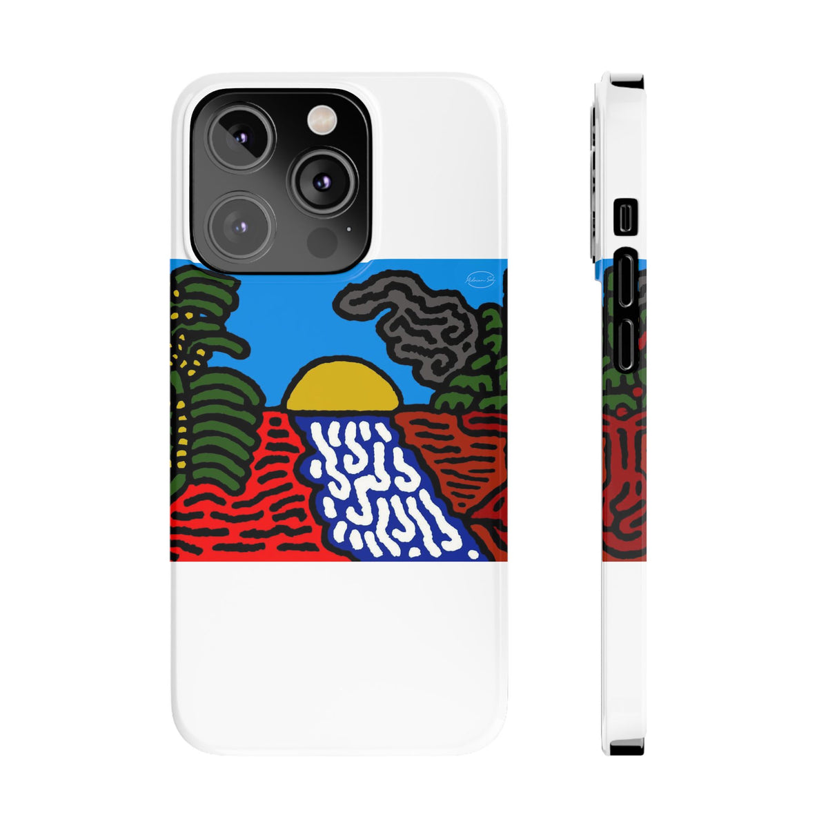 The river that joins the Australian wattle and Lebanese cedar tree in friendship Slim Phone Case