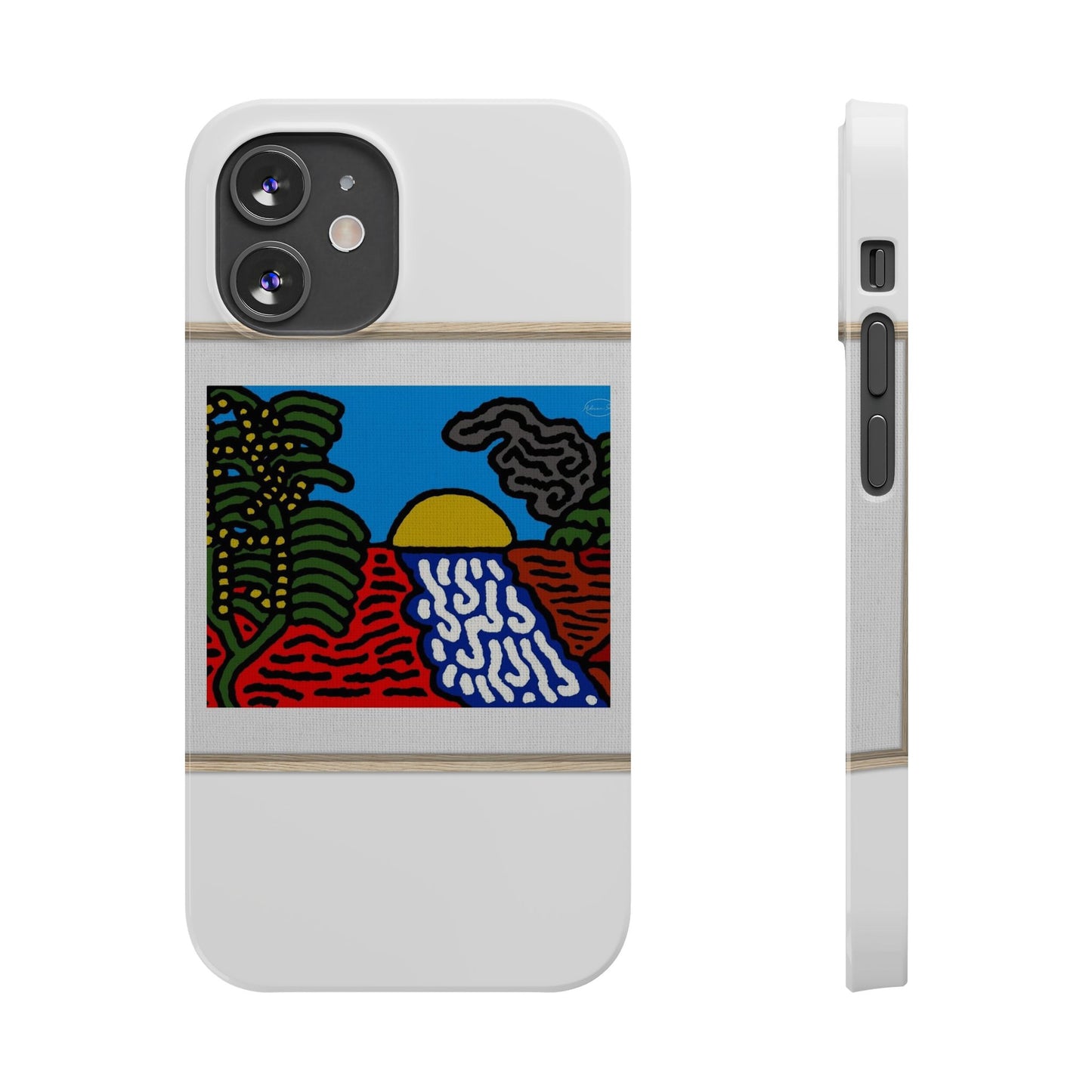 The river that joins the Australian wattle and Lebanese cedar tree in friendship Slim Phone Case