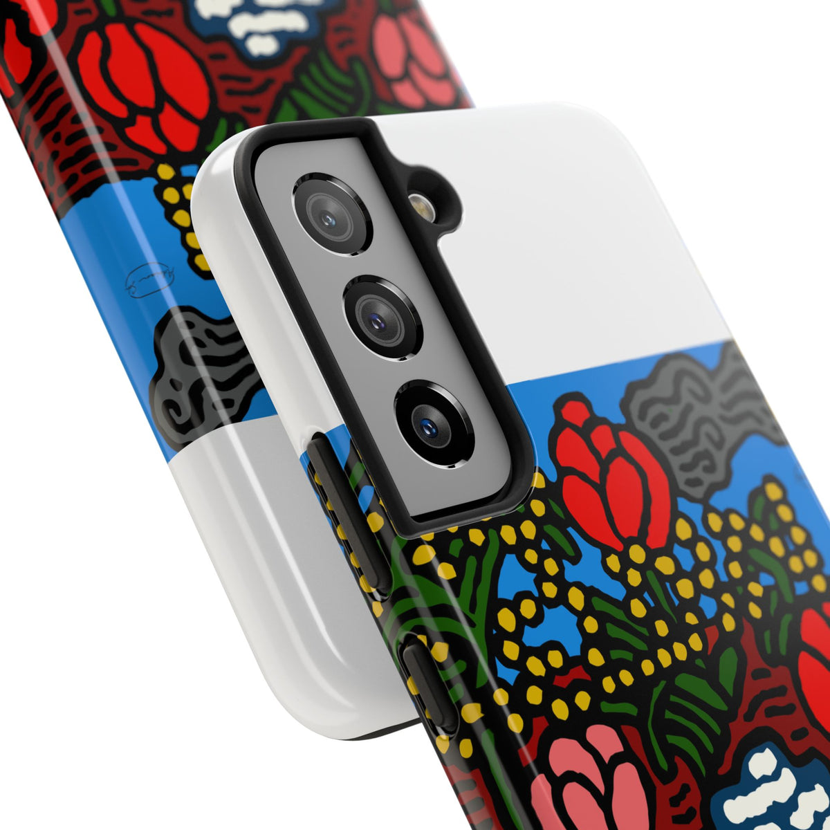 A field of tulips next to a wattle Tough Phone Case