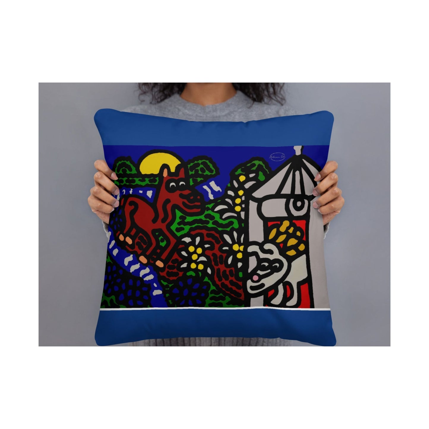 Bunny welcoming a friendly horse on his journey Matte Poster Horizontal (Large)