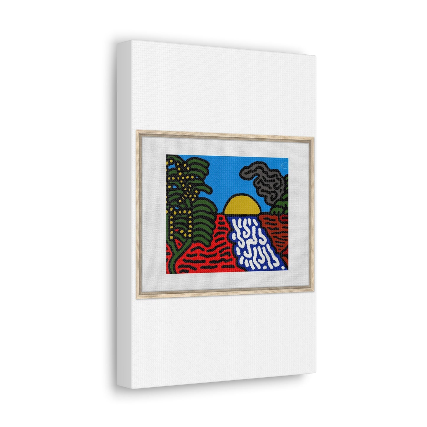 The river that joins the Australian wattle and Lebanese cedar tree in friendship Canvas (Small)