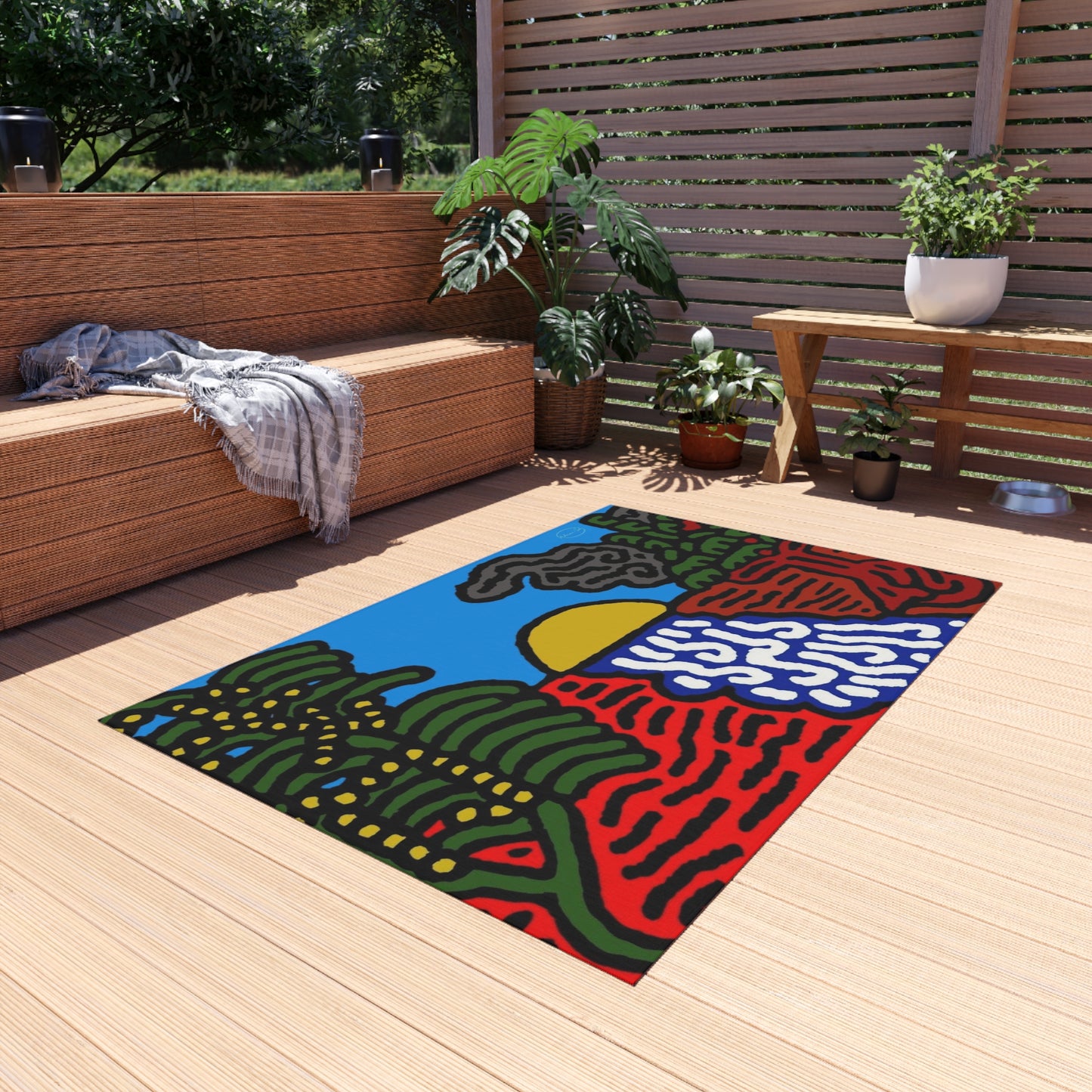 The river that joins the Australian wattle — Outdoor Rug