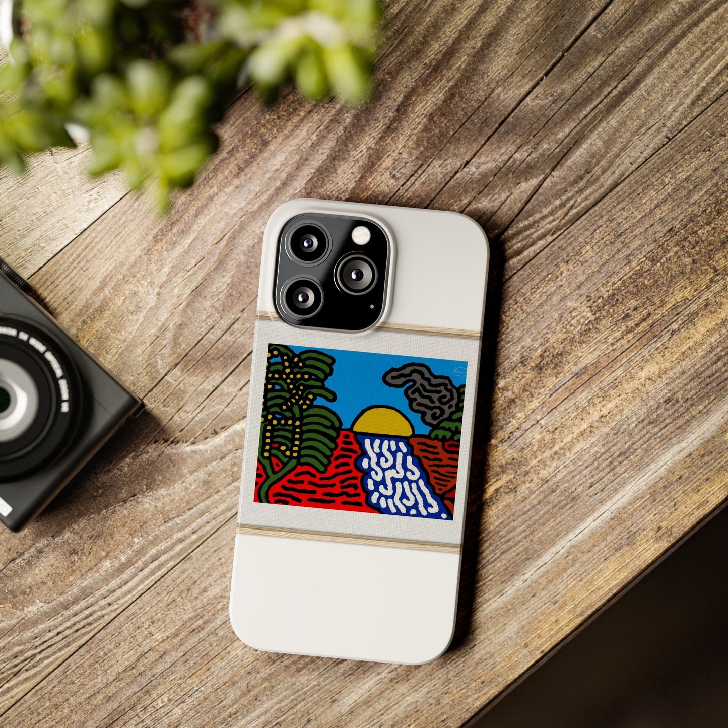 The river that joins the Australian wattle and Lebanese cedar tree in friendship Slim Phone Case