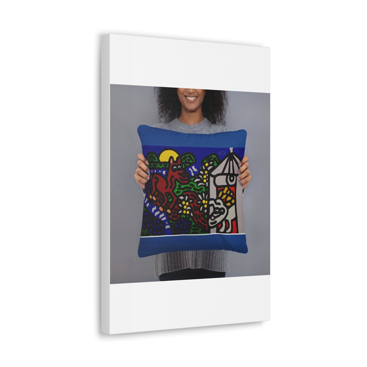 Bunny welcoming a friendly horse on his journey Canvas (Small)