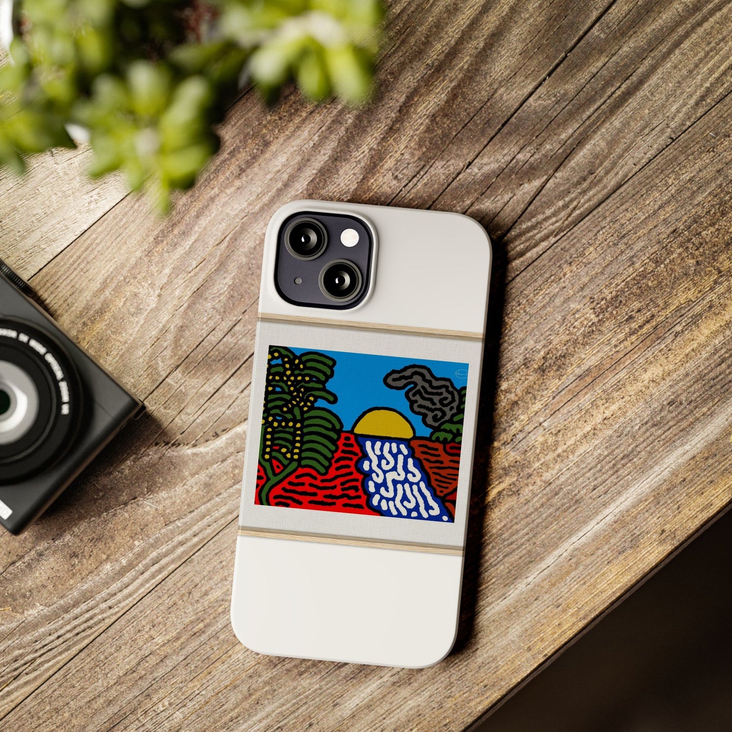 The river that joins the Australian wattle and Lebanese cedar tree in friendship Slim Phone Case