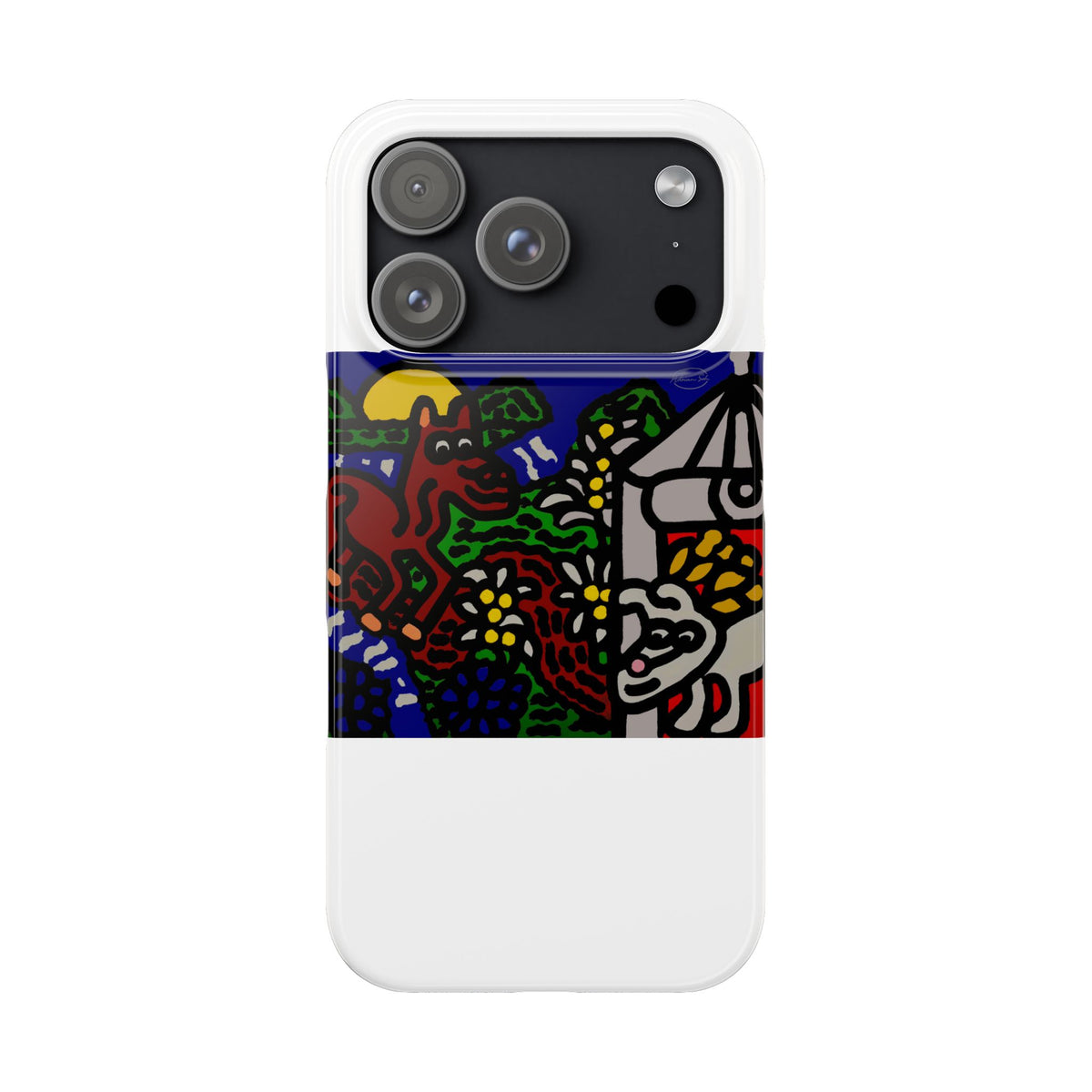 Bunny welcoming a friendly horse on his journey Slim Phone Case