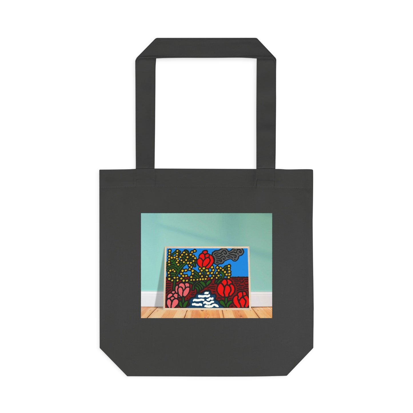 A field of tulips next to a wattle Classic Tote Bag