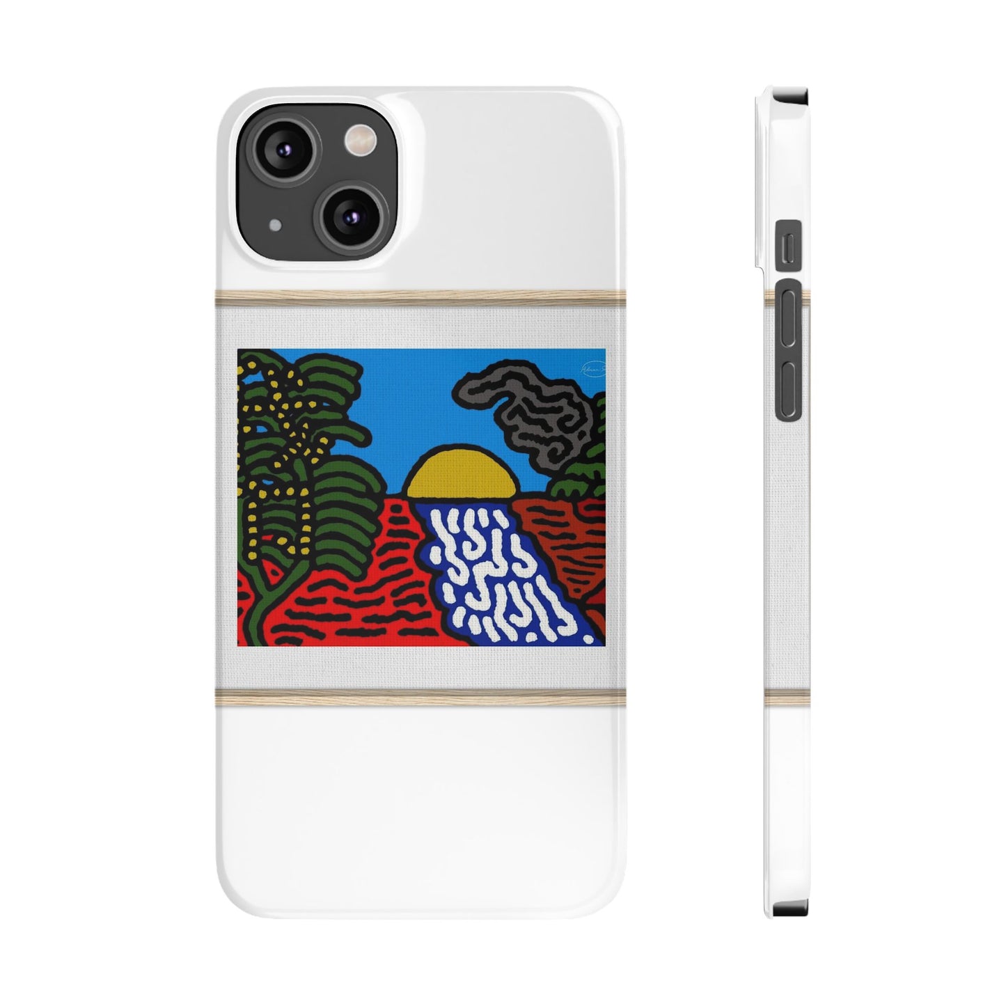 The river that joins the Australian wattle and Lebanese cedar tree in friendship Slim Phone Case