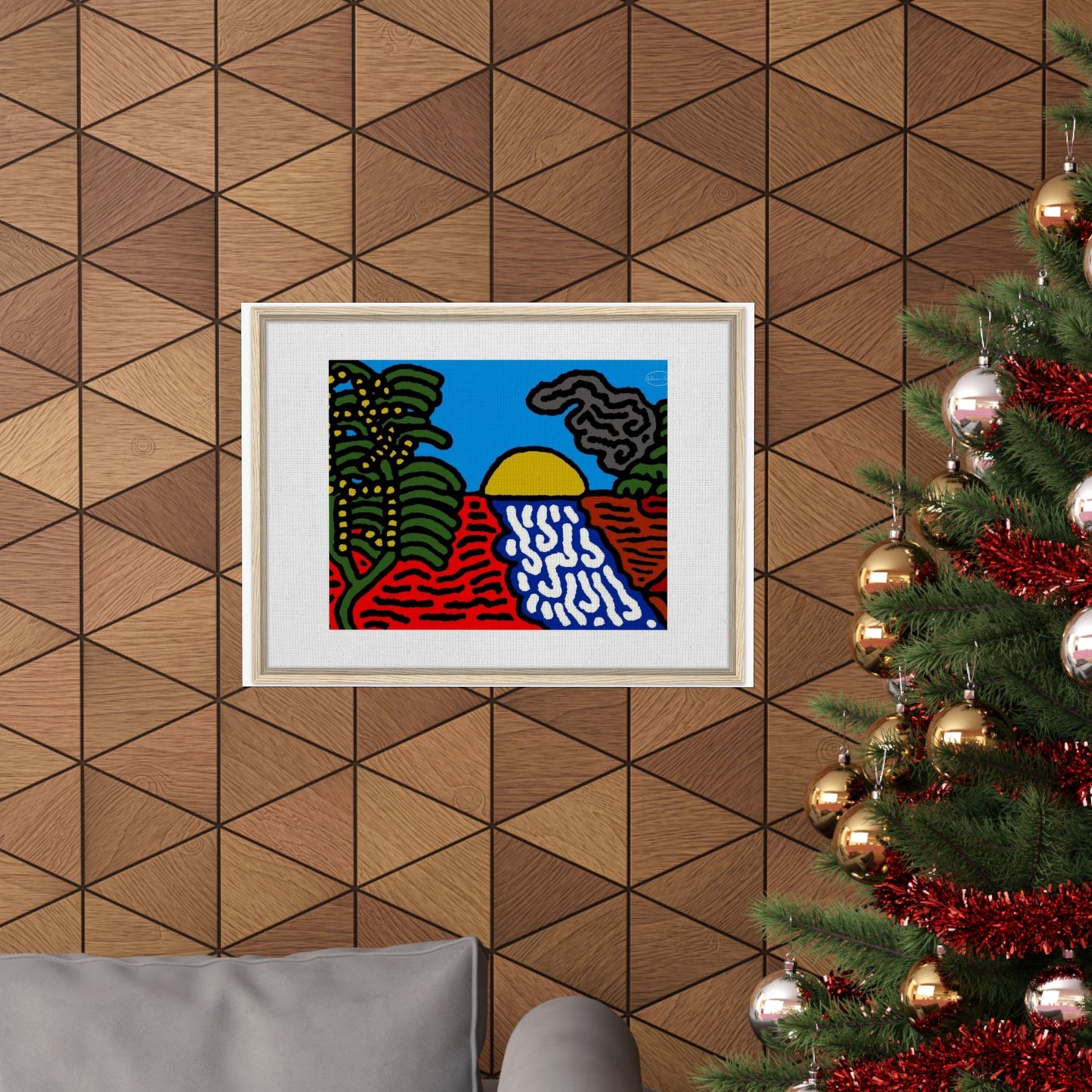 The river that joins the Australian wattle and Lebanese cedar tree in friendship Matte Poster Horizontal (Large)